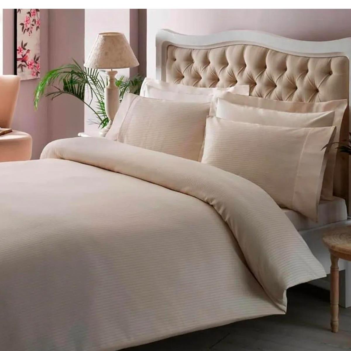 TAÇ PREMIUM BASIC  ÇİFT KİŞİLİK STRIPE KREM NEVRESİM TAKIMI