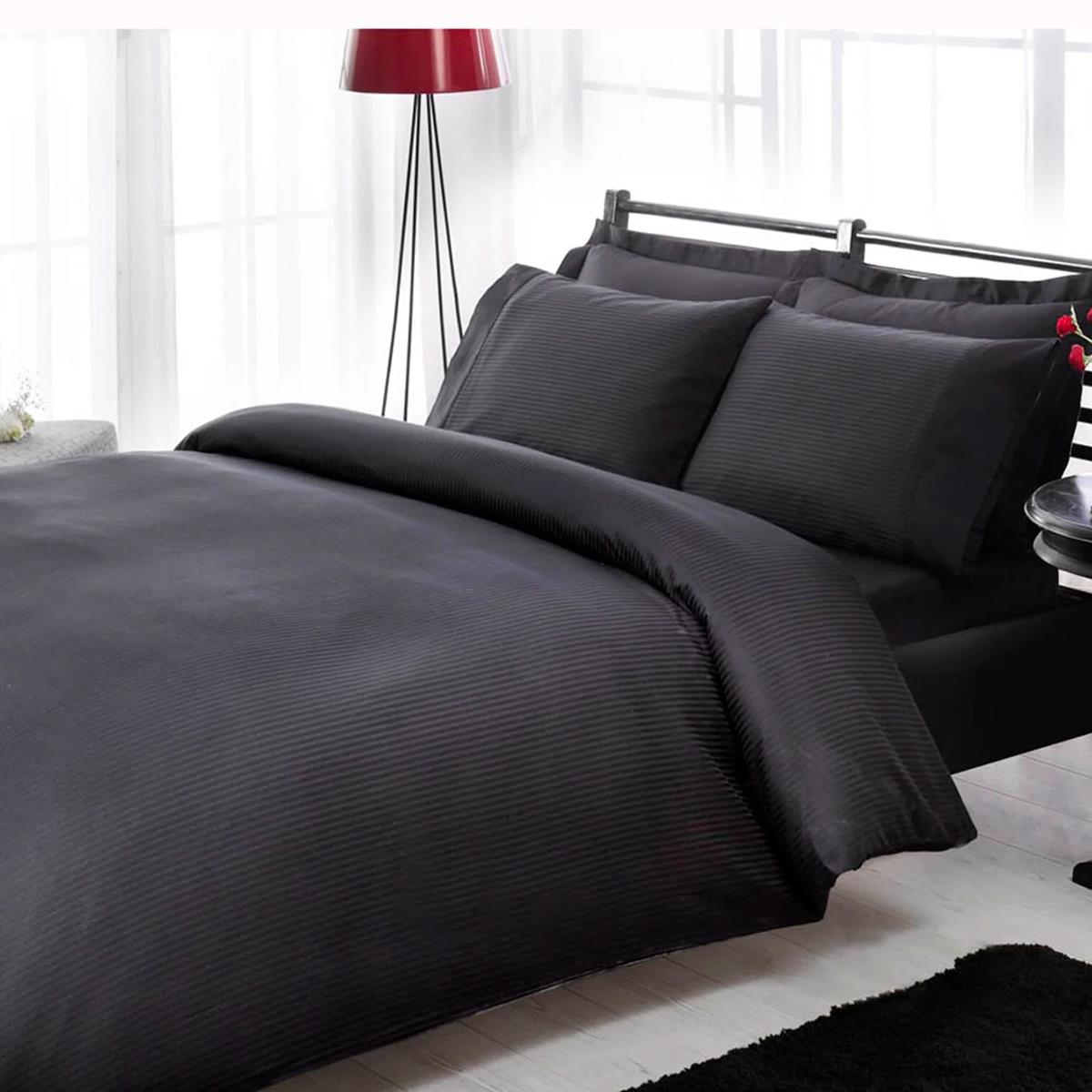 TAÇ PREMIUM BASIC  ÇİFT KİŞİLİK STRIPE SİYAH NEVRESİM TAKIMI