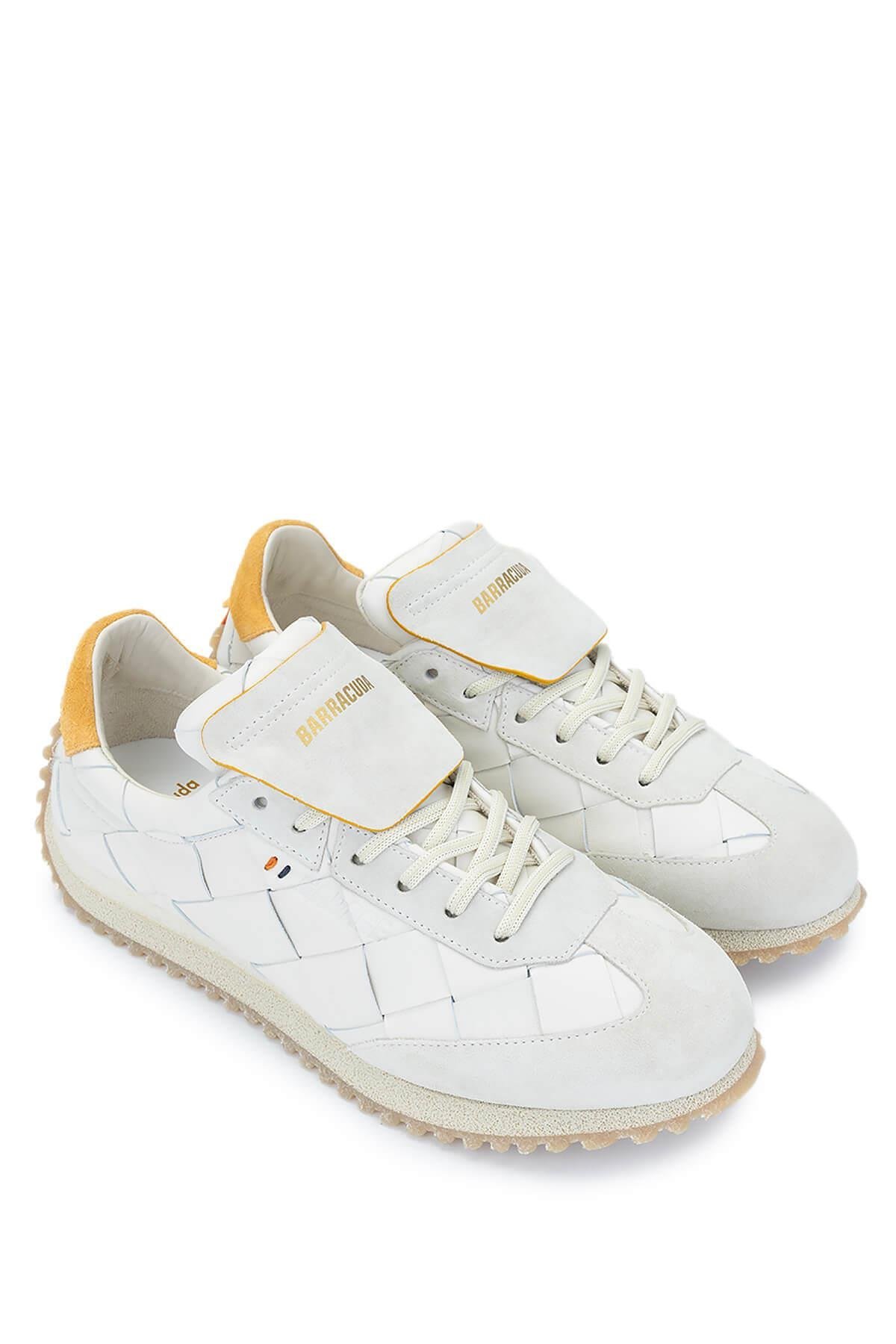 Barracuda Erkek Hakiki Deri Beyaz/Taş/Turuncu Sneakers & Spor Ayakkabı