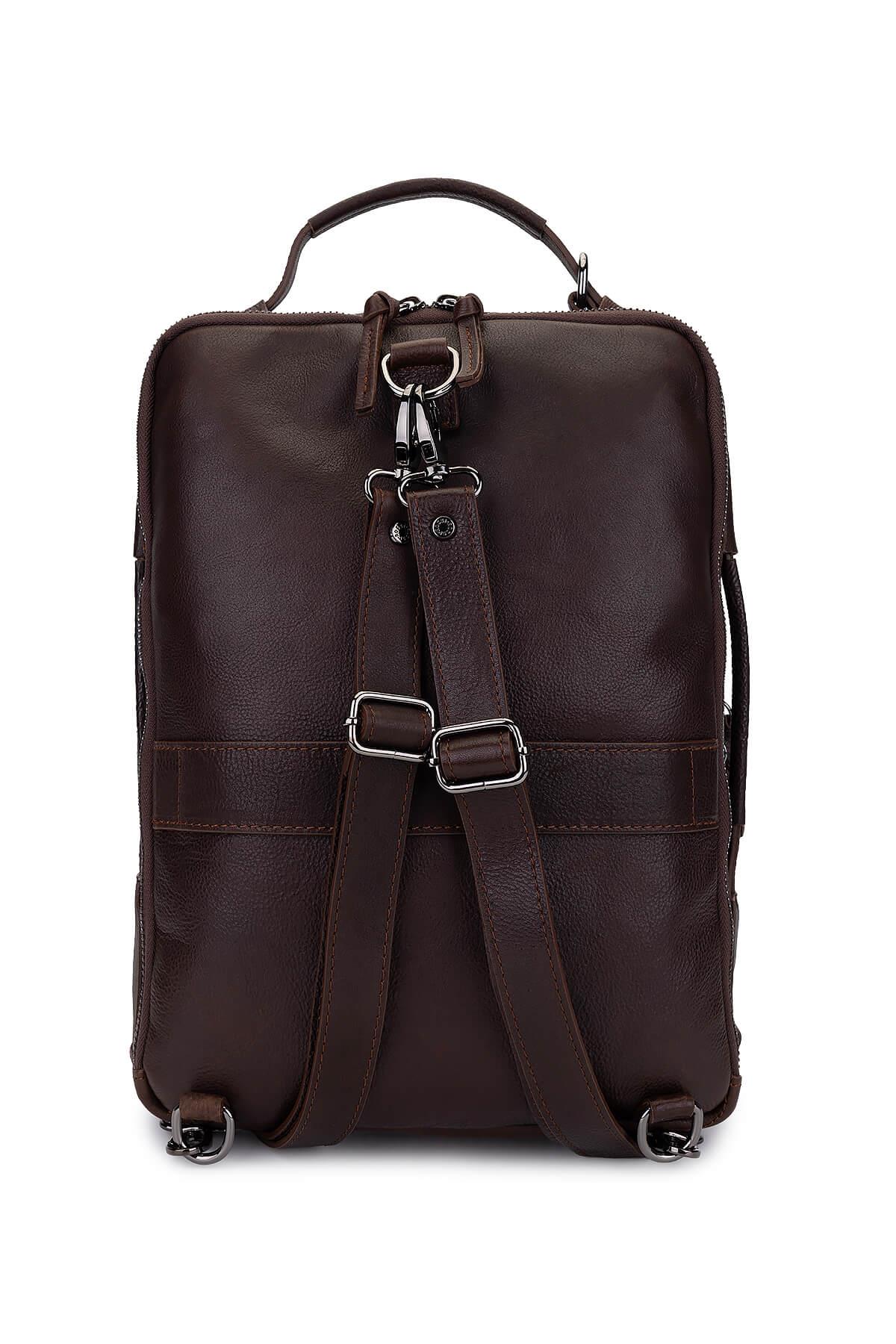 Bruno Rossi Bag Erkek Hakiki Deri Kahverengi Sırt Çantası