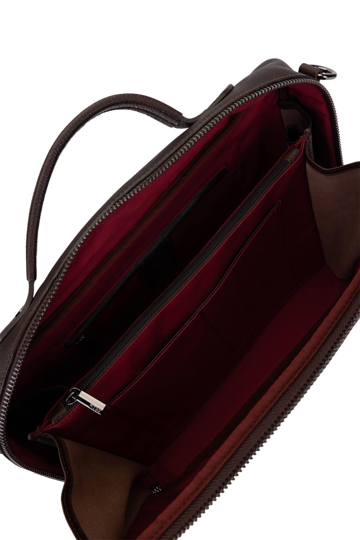 Bruno Rossi Bag Erkek Hakiki Deri Kahverengi Evrak Çantası