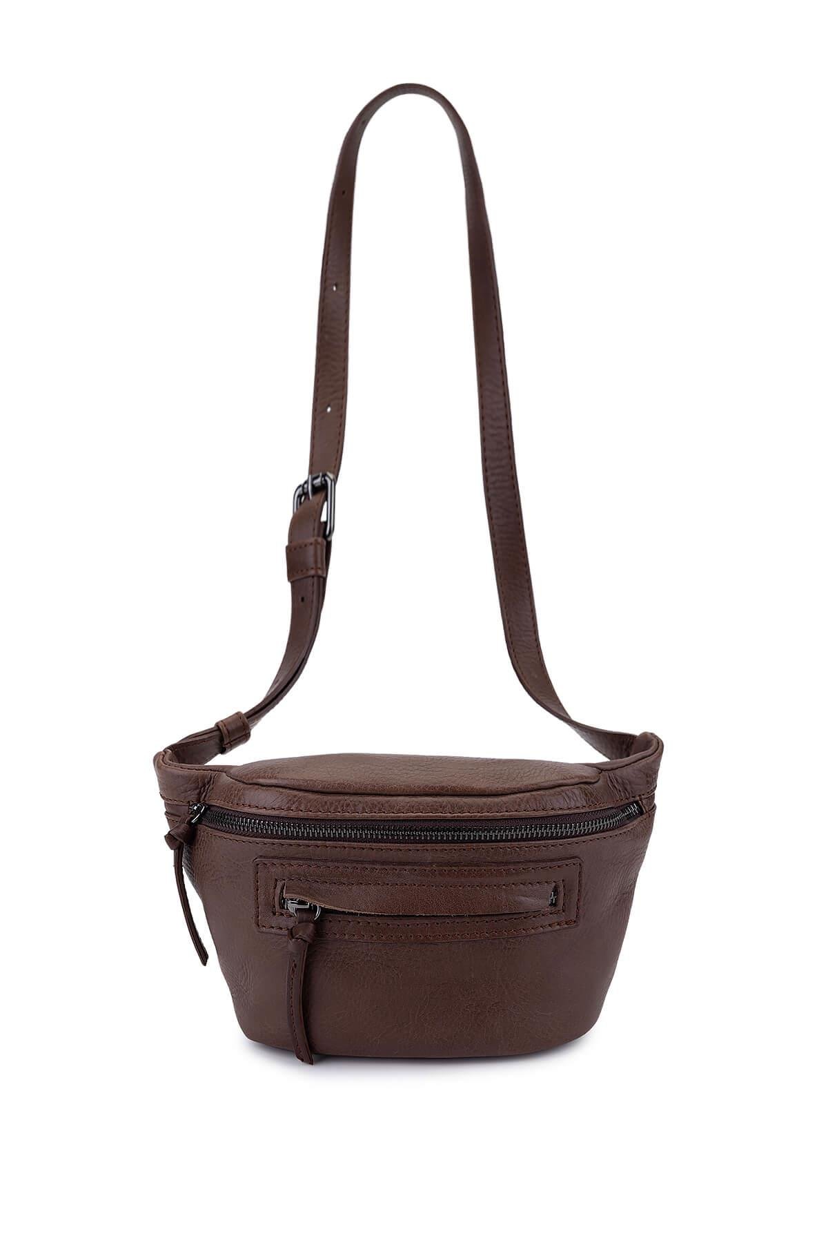 BRUNO ROSSI BAG Erkek Hakiki Deri Kahverengi Bel Çantası