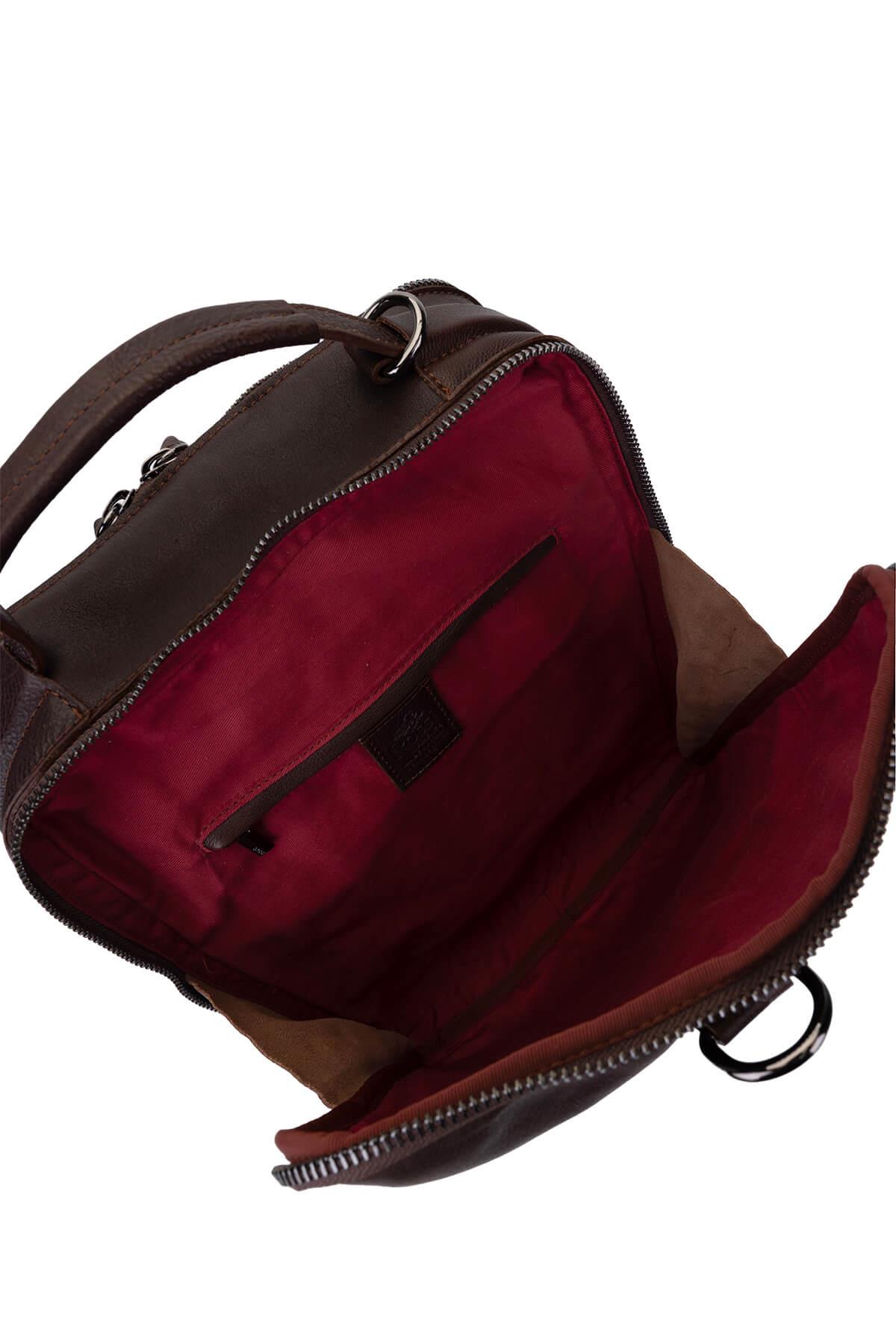 Bruno Rossi Bag Erkek Hakiki Deri Kahverengi Sırt Çantası