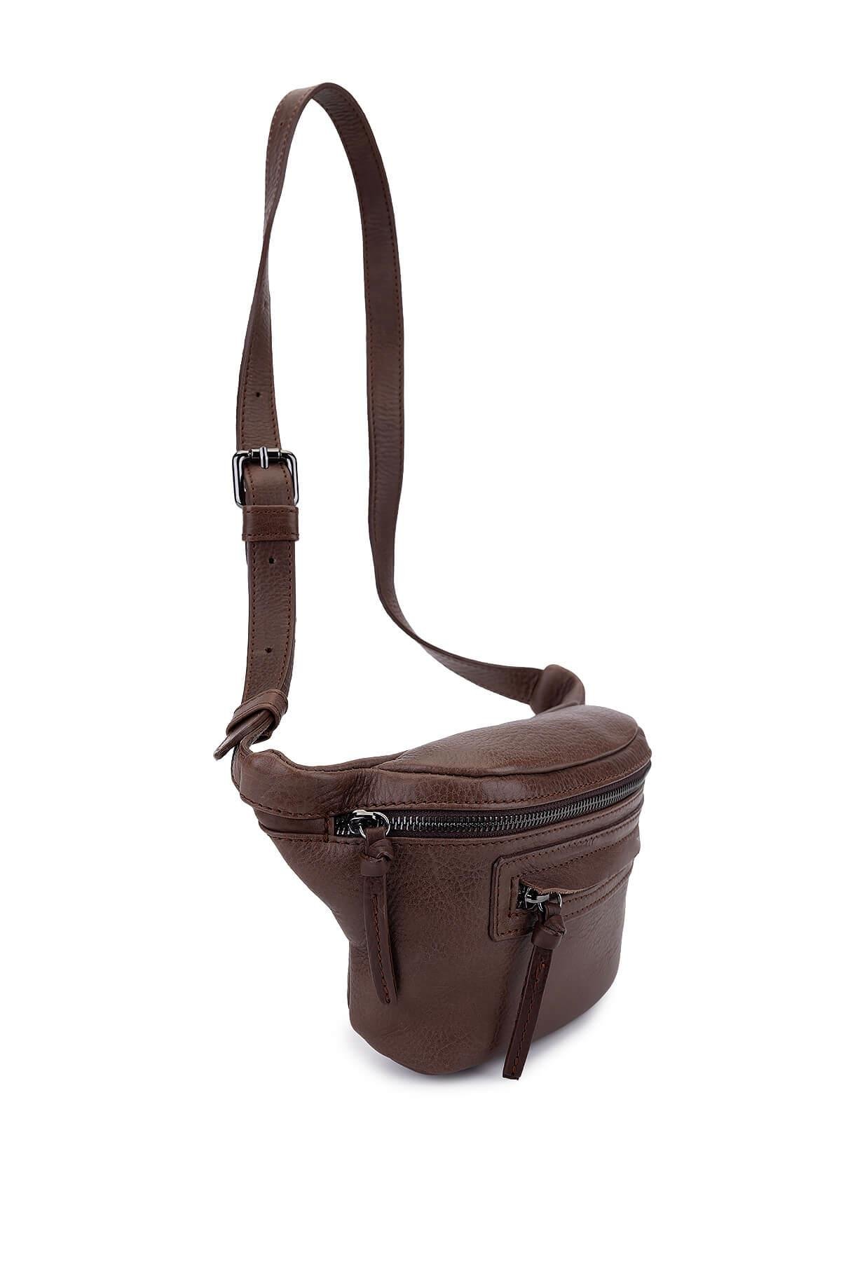 BRUNO ROSSI BAG Erkek Hakiki Deri Kahverengi Bel Çantası