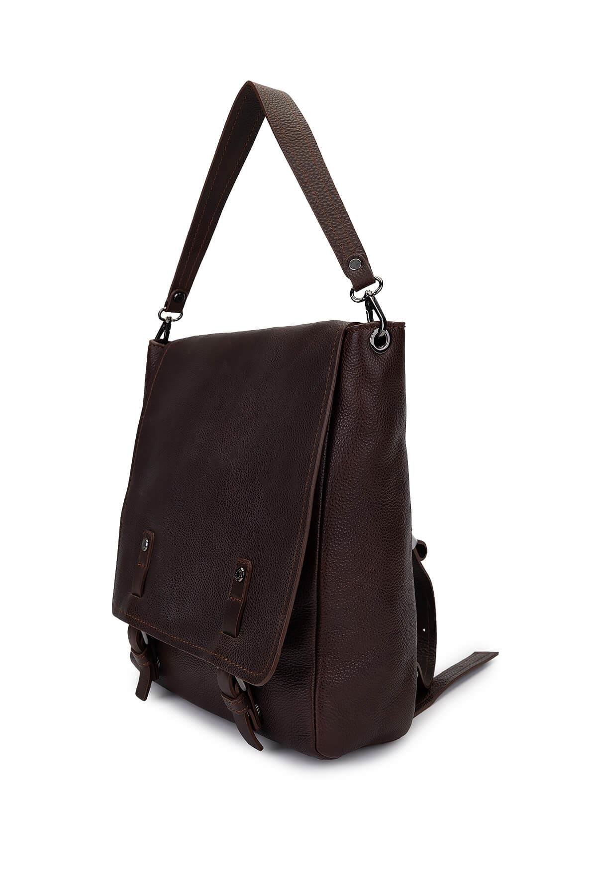 Bruno Rossi Bag Erkek Hakiki Deri Kahverengi Sırt Çantası