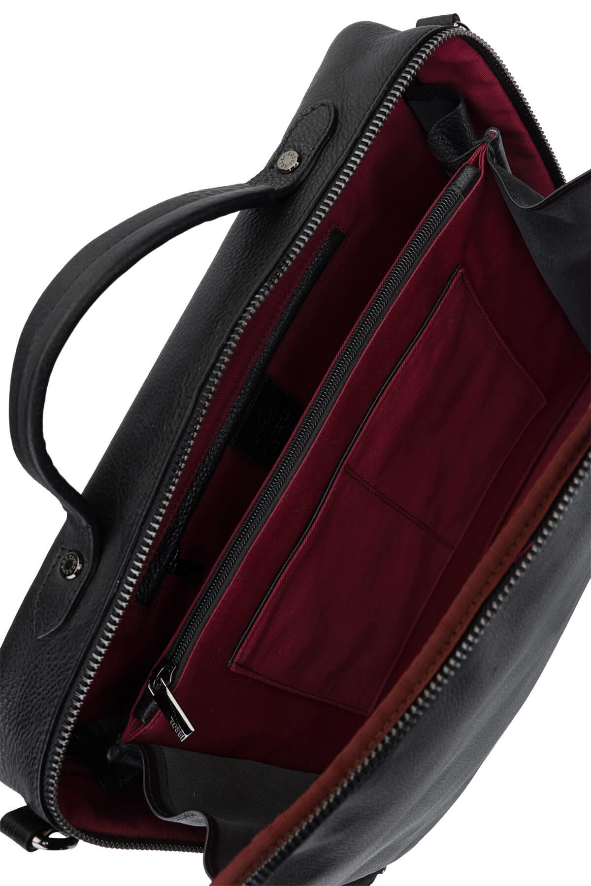 Bruno Rossi Bag Erkek Hakiki Deri Siyah Evrak Çantası