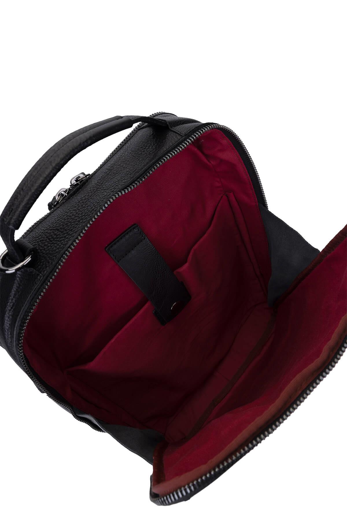 Bruno Rossi Bag Erkek Hakiki Deri Siyah Sırt Çantası