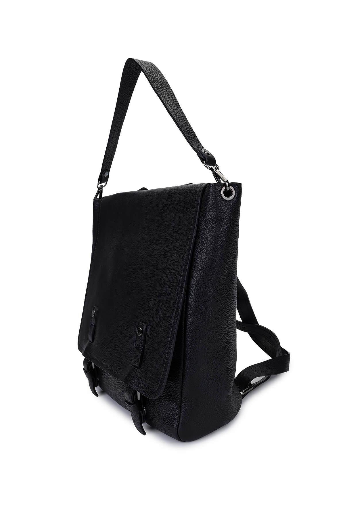 Bruno Rossi Bag Erkek Hakiki Deri Siyah Sırt Çantası