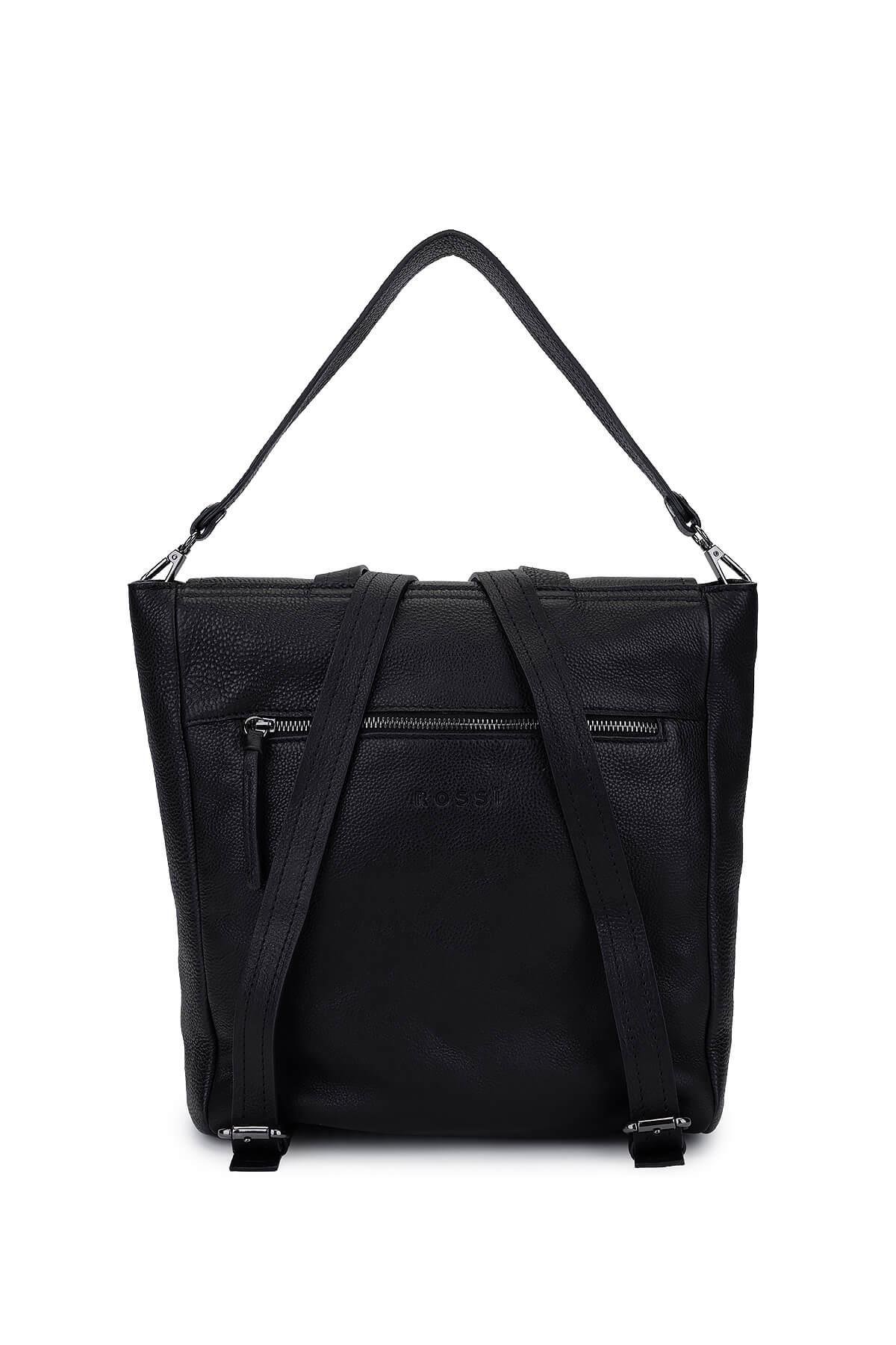 Bruno Rossi Bag Erkek Hakiki Deri Siyah Sırt Çantası