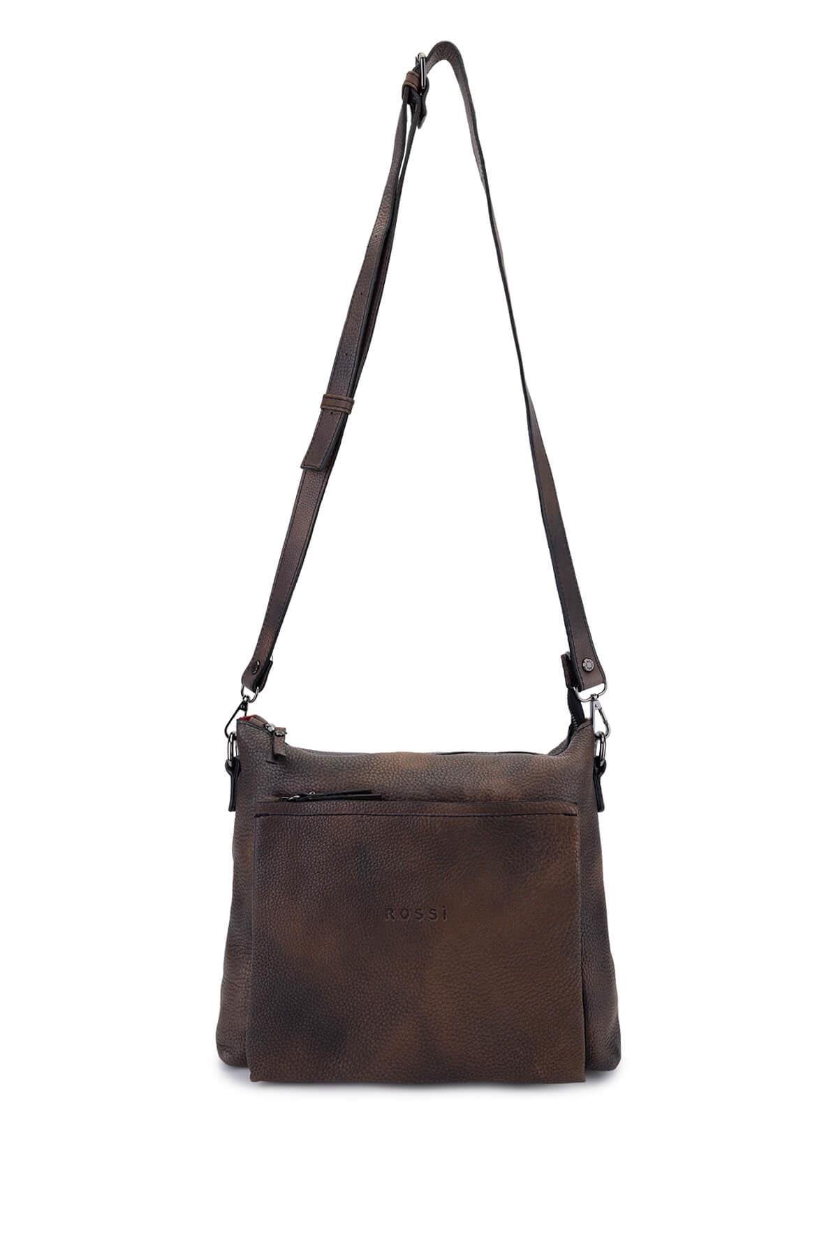 Bruno Rossi Bag Erkek Hakiki Deri Taupe Postacı Çanta
