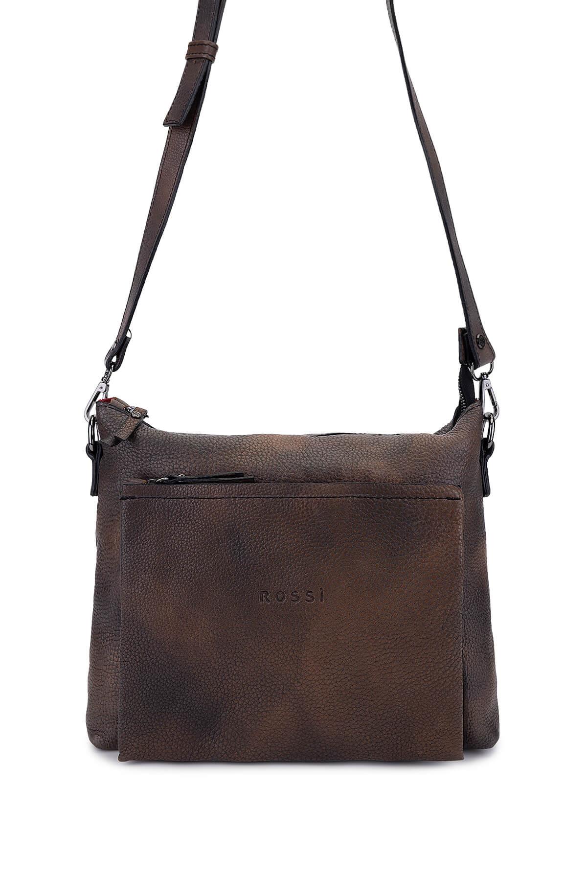 Bruno Rossi Bag Erkek Hakiki Deri Taupe Postacı Çanta