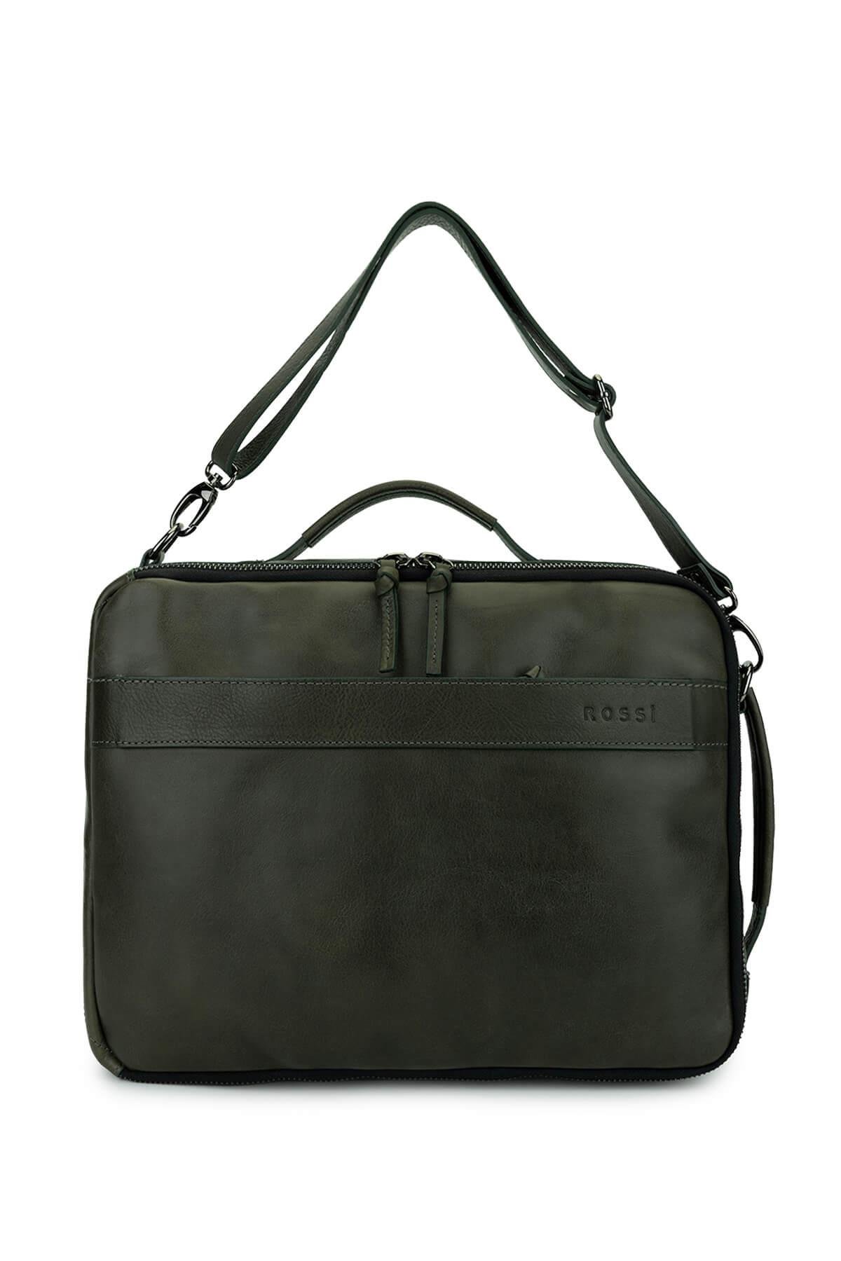 Bruno Rossi Bag Erkek Hakiki Deri Yeşil Sırt Çantası