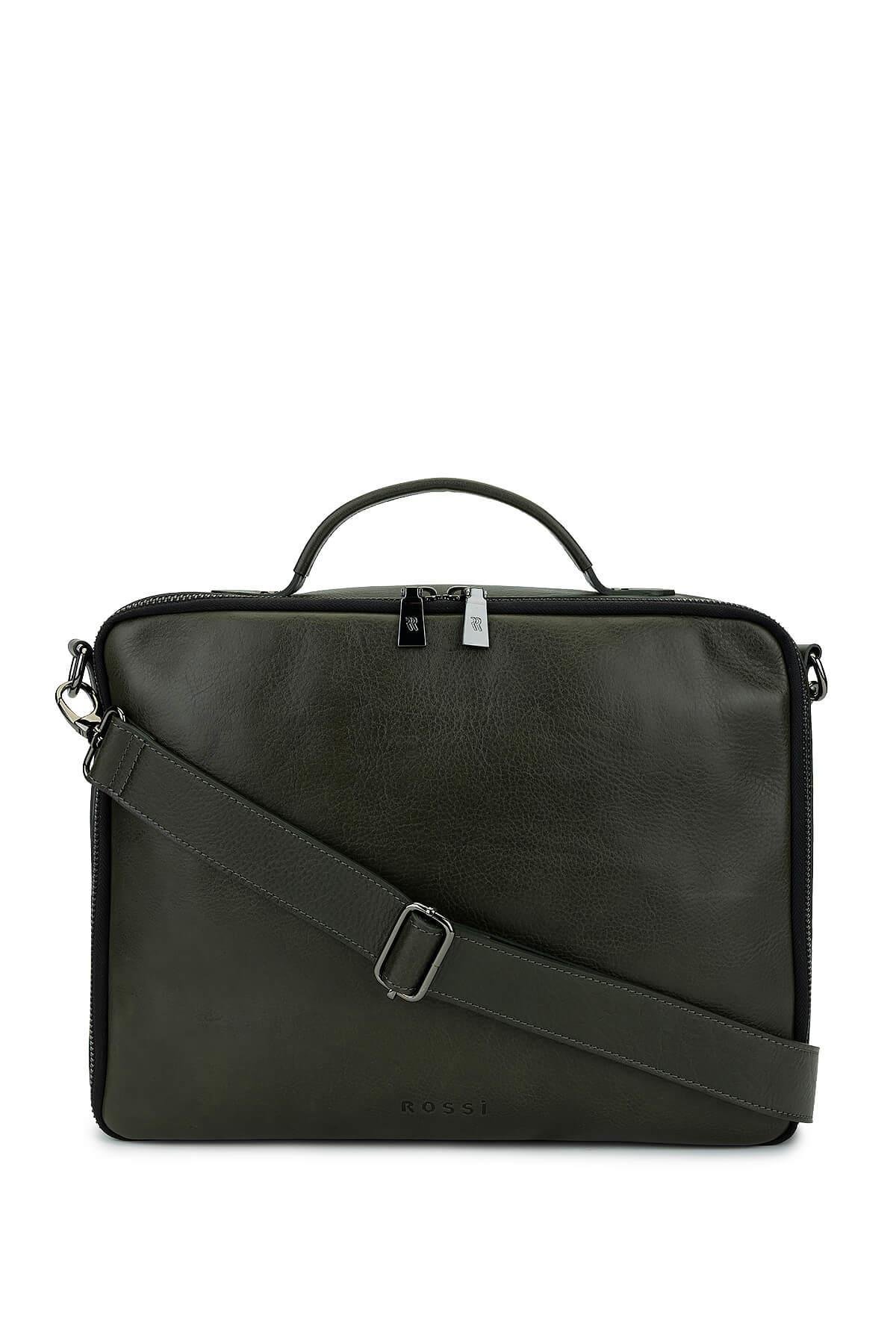 Bruno Rossi Bag Erkek Hakiki Deri Yeşil Evrak Çantası