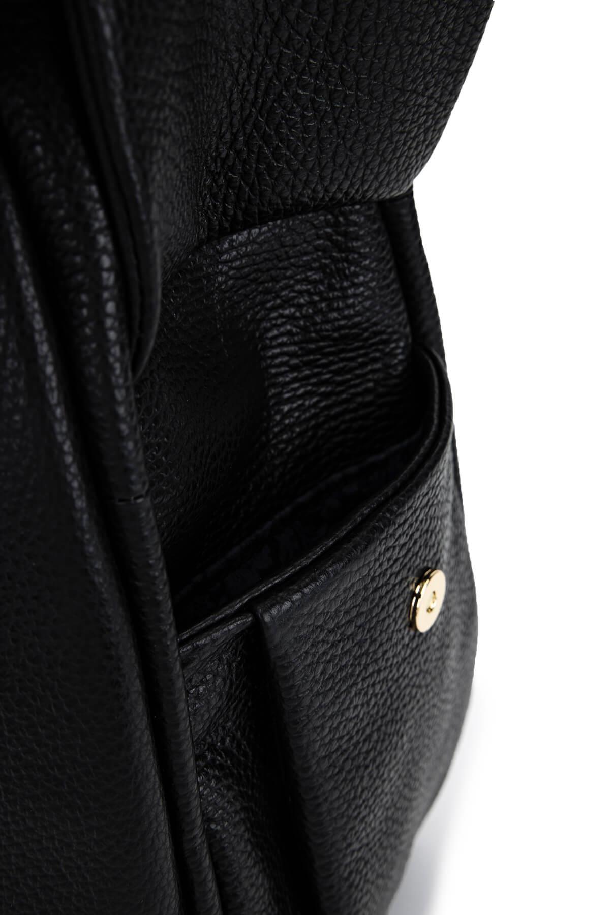 Bruno Rossi Bag Kadın Hakiki Deri Siyah Sırt & Omuz Çantası