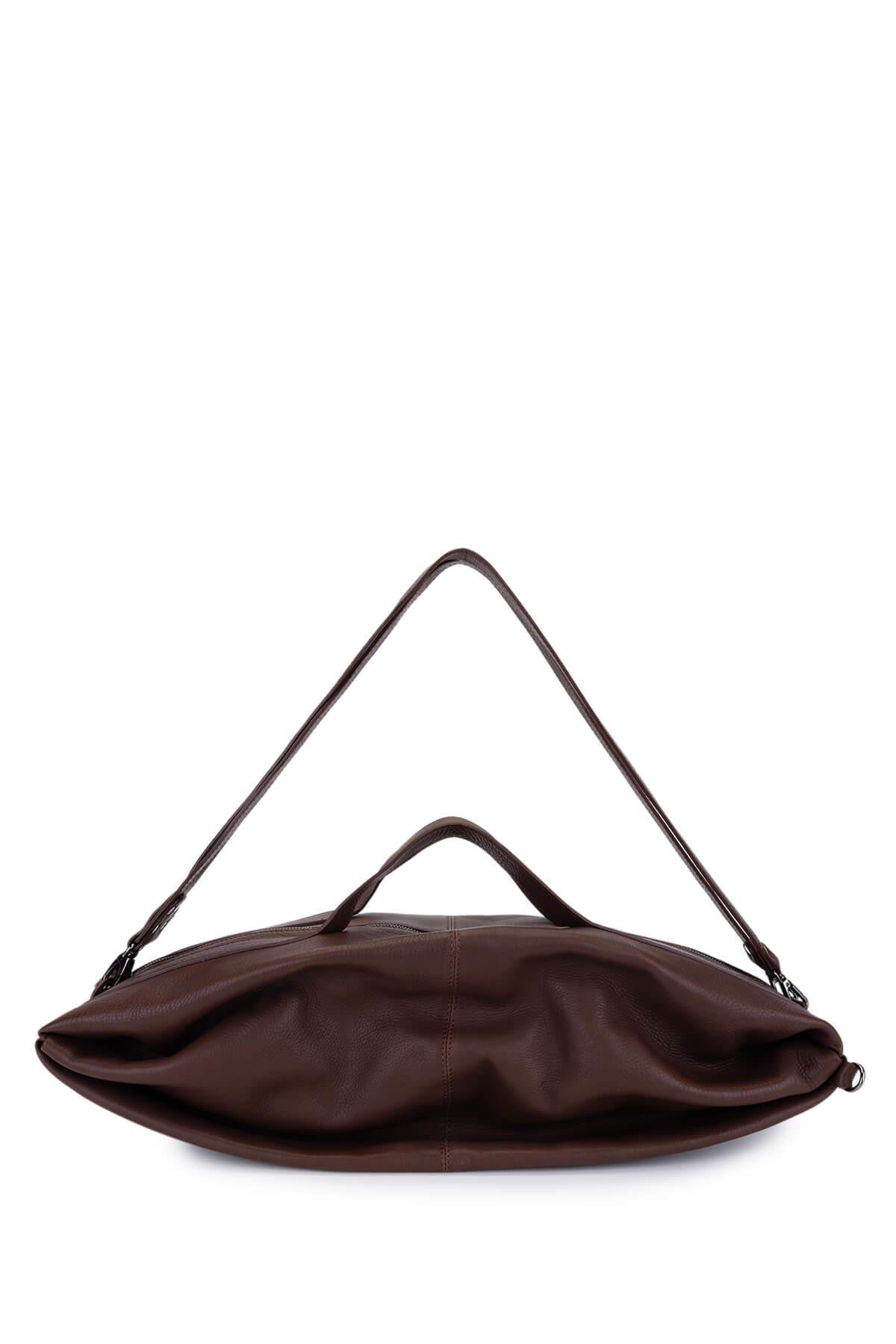 Bruno Rossi Bag Unisex Hakiki Deri Kahverengi Sırt & El Çantası