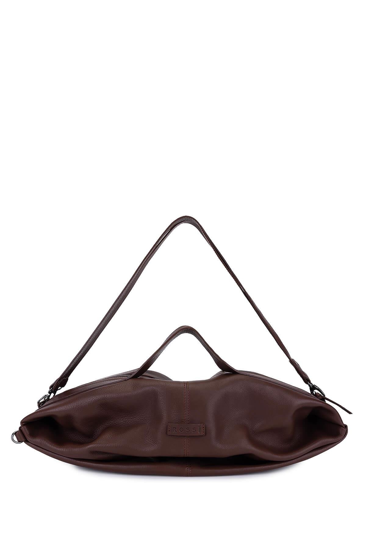 Bruno Rossi Bag Unisex Hakiki Deri Kahverengi Sırt & El Çantası