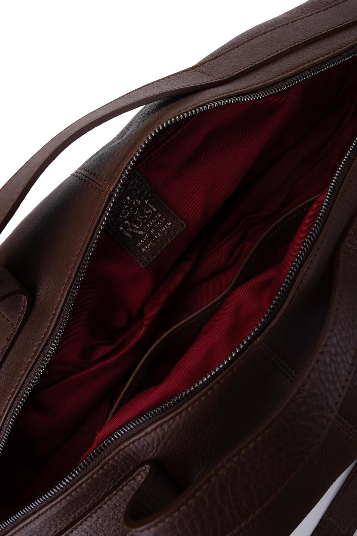 Bruno Rossi Bag Unisex Hakiki Deri Kahverengi Sırt & El Çantası