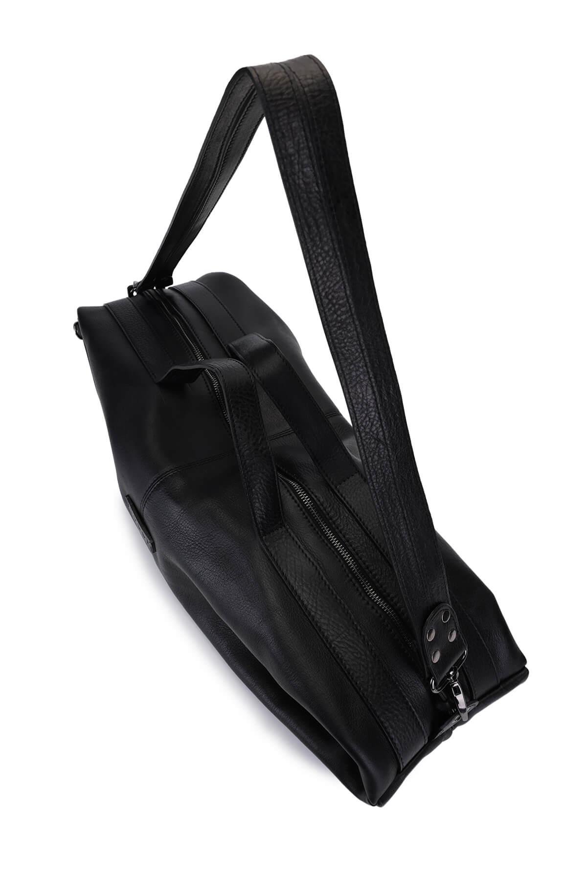 Bruno Rossi Bag Unisex Hakiki Deri Siyah Sırt & El Çantası