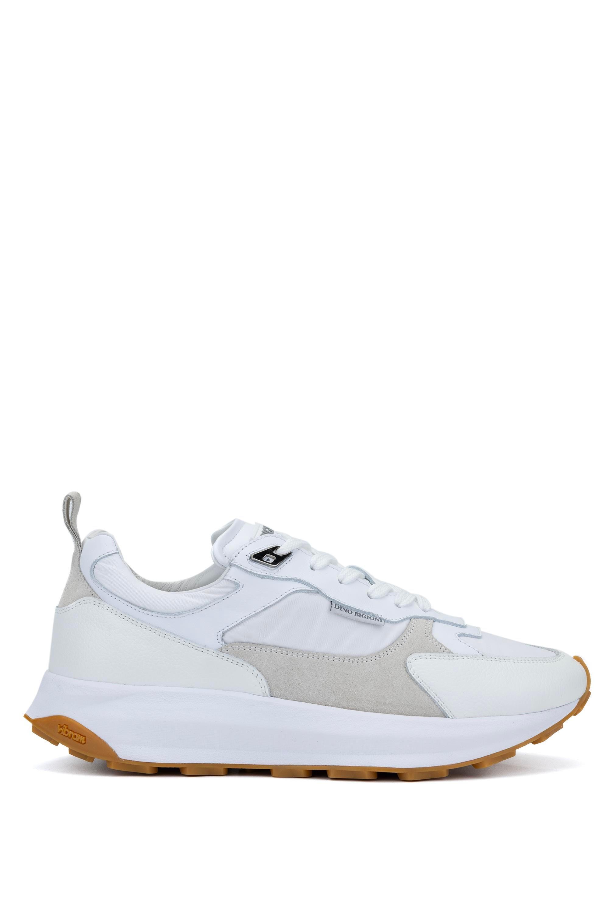 DINO BIGIONI Erkek Tekstil Deri Beyaz Sneakers & Spor Ayakkabı