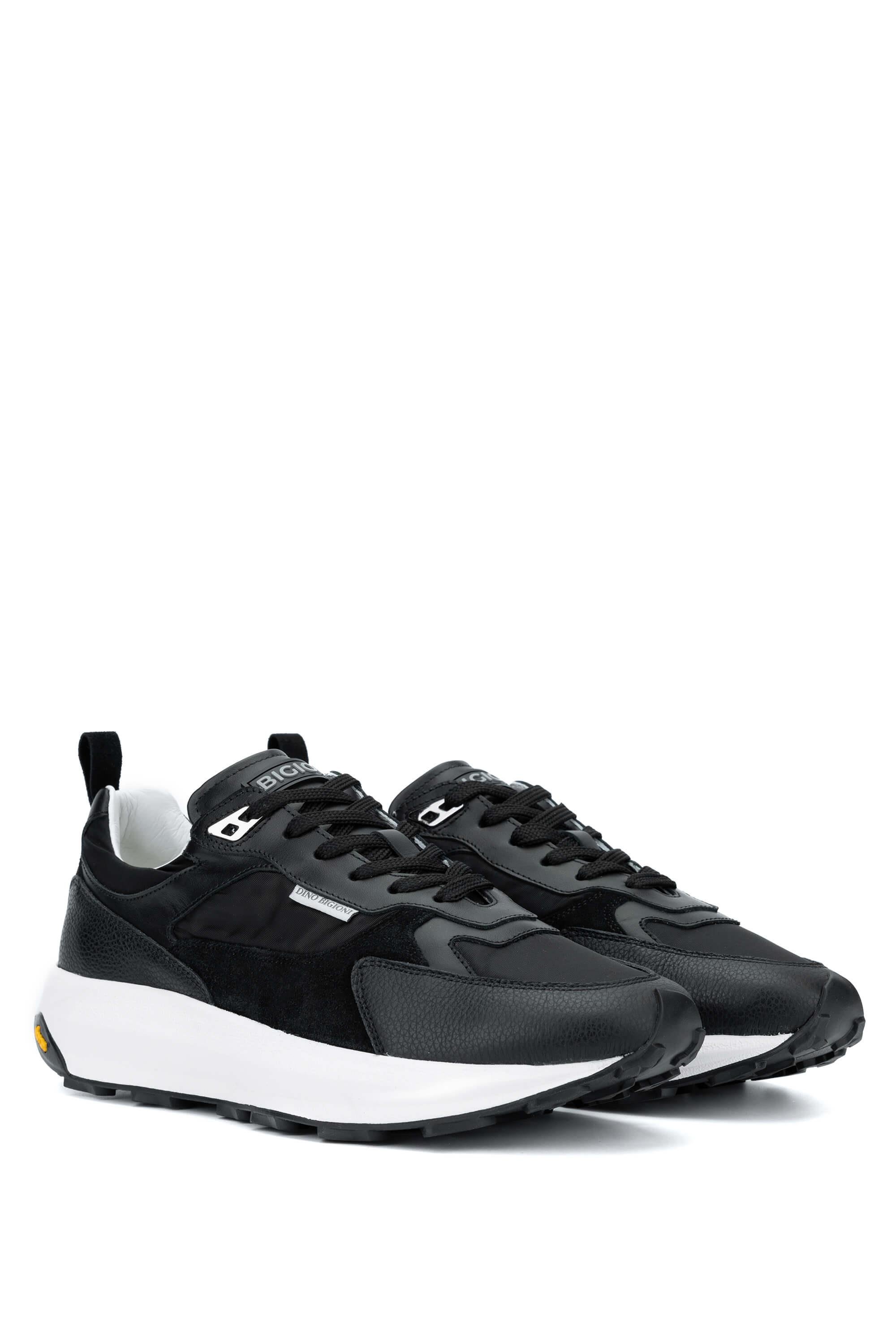 DINO BIGIONI Erkek Tekstil Deri Siyah Sneakers & Spor Ayakkabı