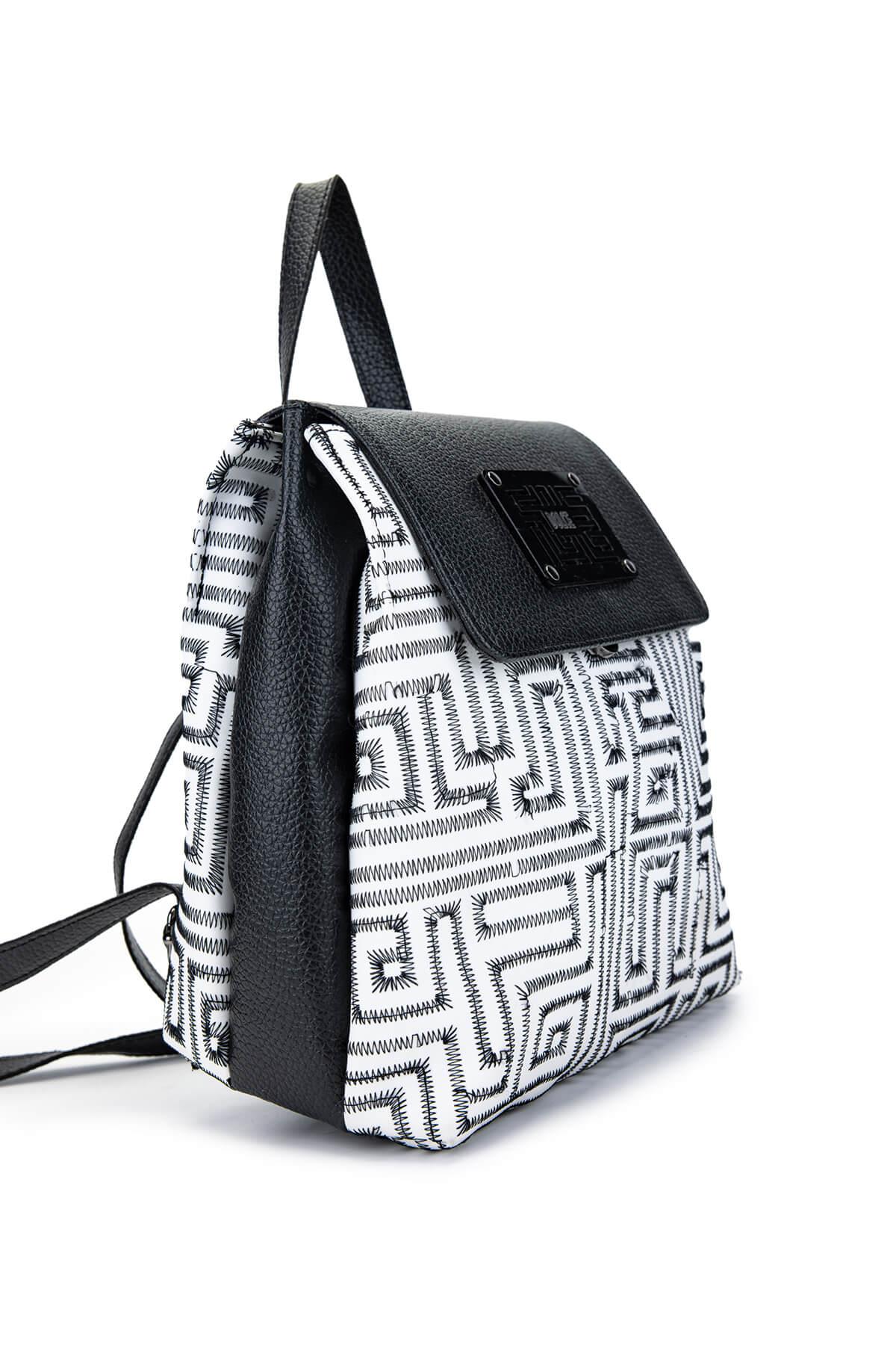 DOLCE Kadın Vegan Beyaz/Siyah Multi Renk Sırt Çantası