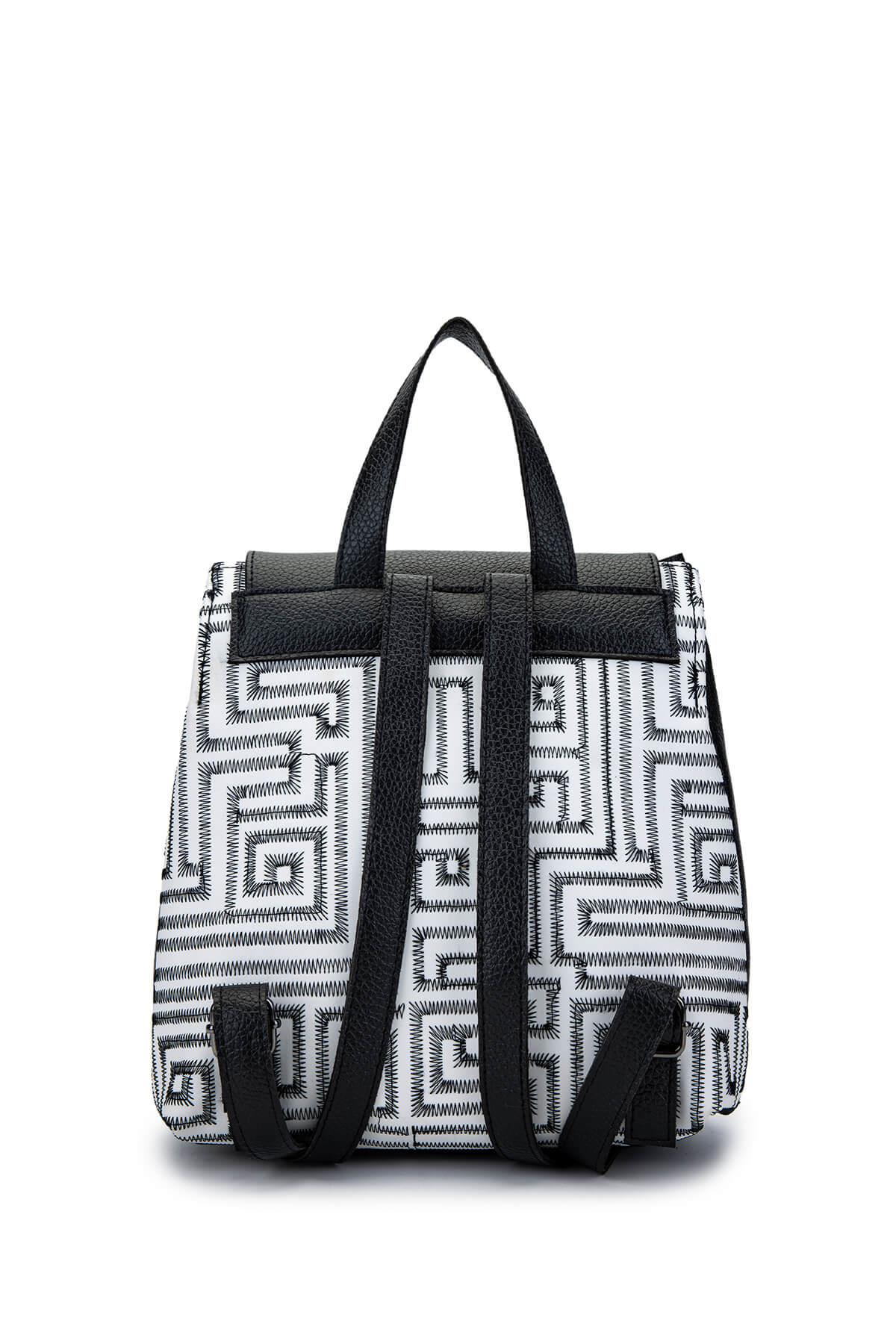 DOLCE Kadın Vegan Beyaz/Siyah Multi Renk Sırt Çantası