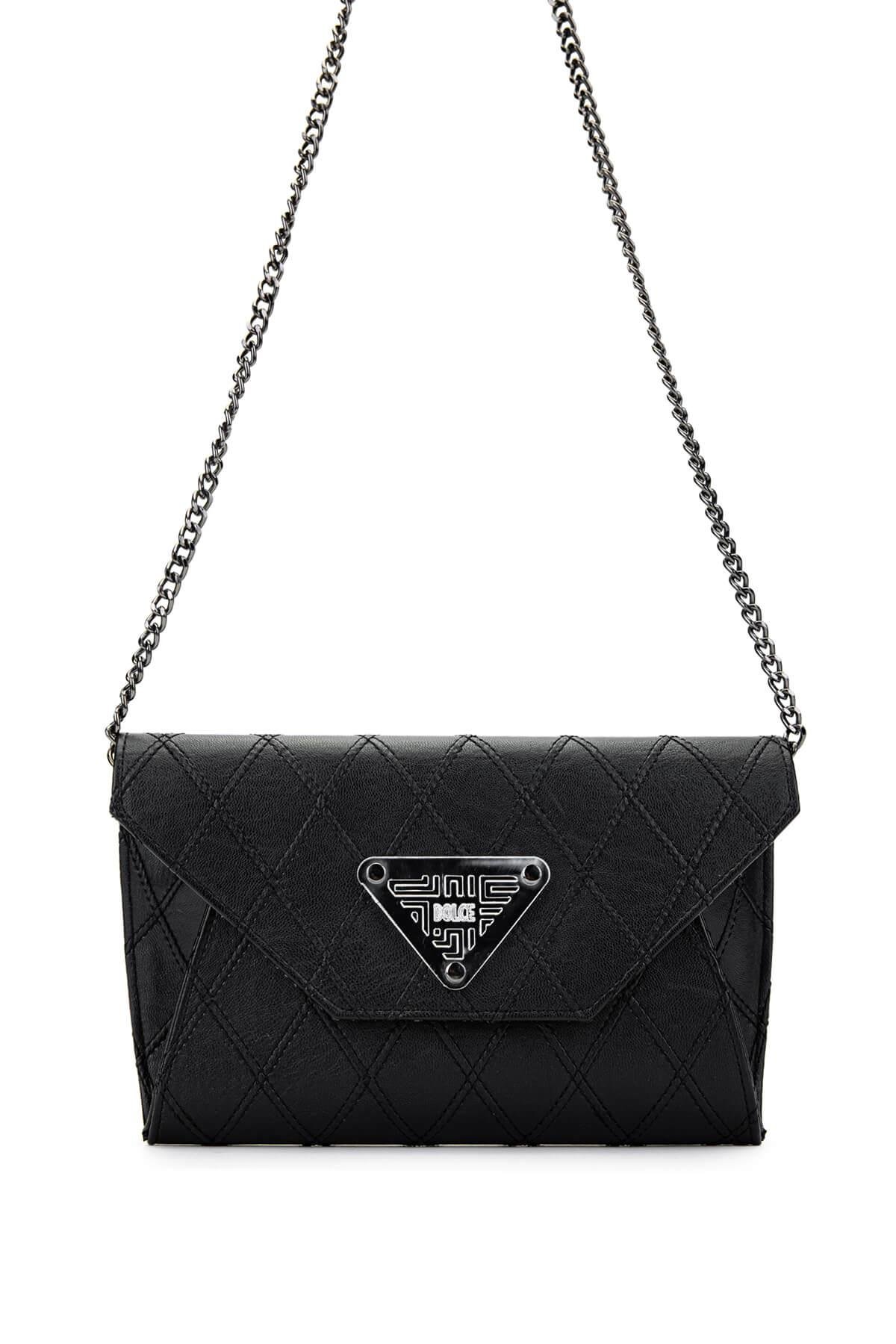 DOLCE Kadın Vegan Siyah Kap Postacı Çanta
