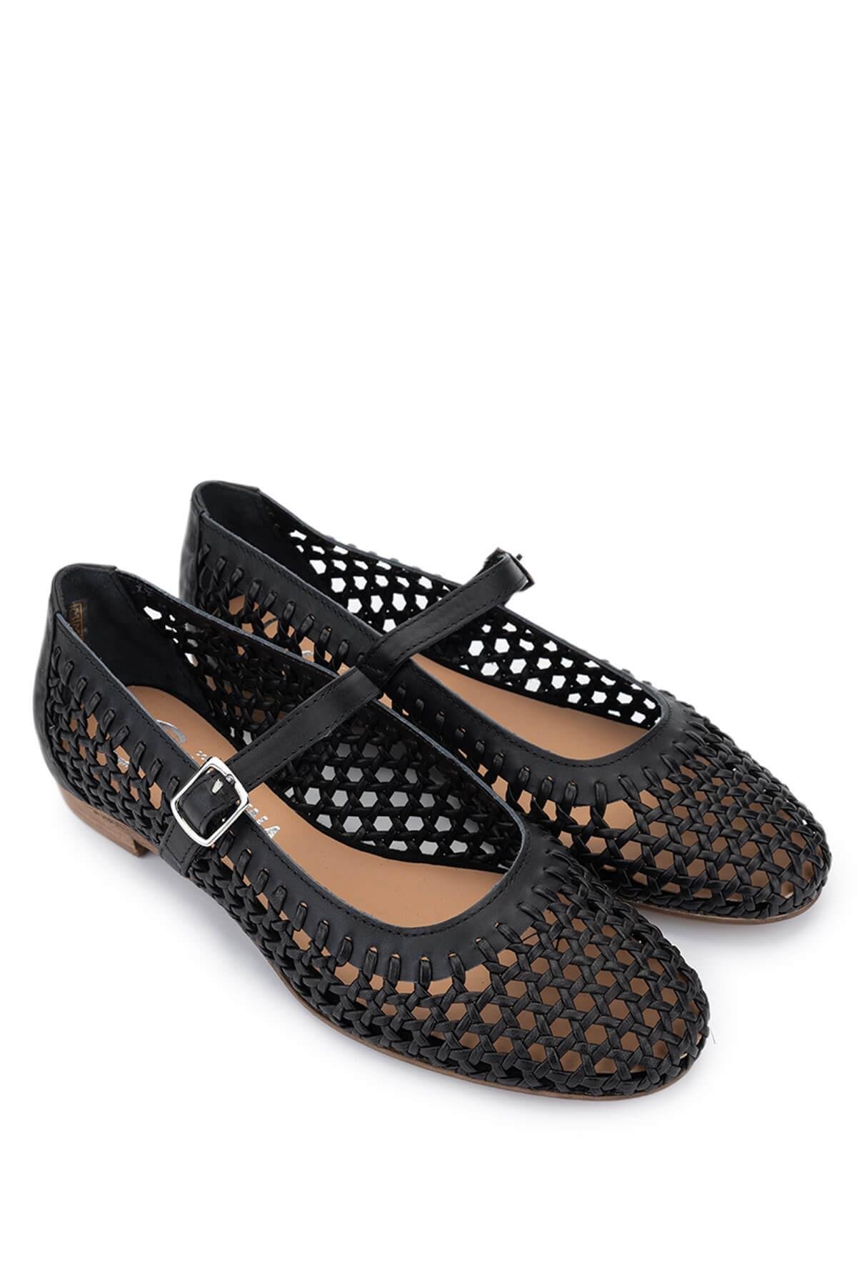 DONNA CAROLINA Kadın Hakiki Deri Siyah Babet Ayakkabı