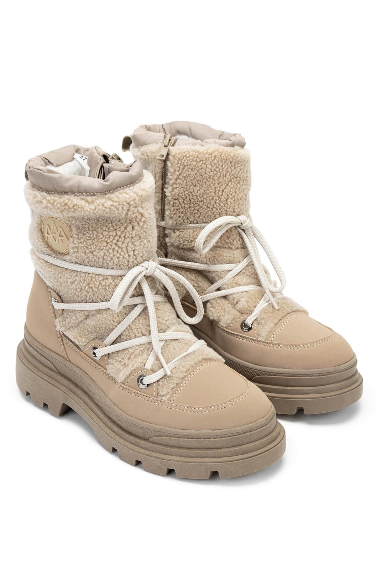 Effetre Kadın DERI/KURK Bej Kar Botu