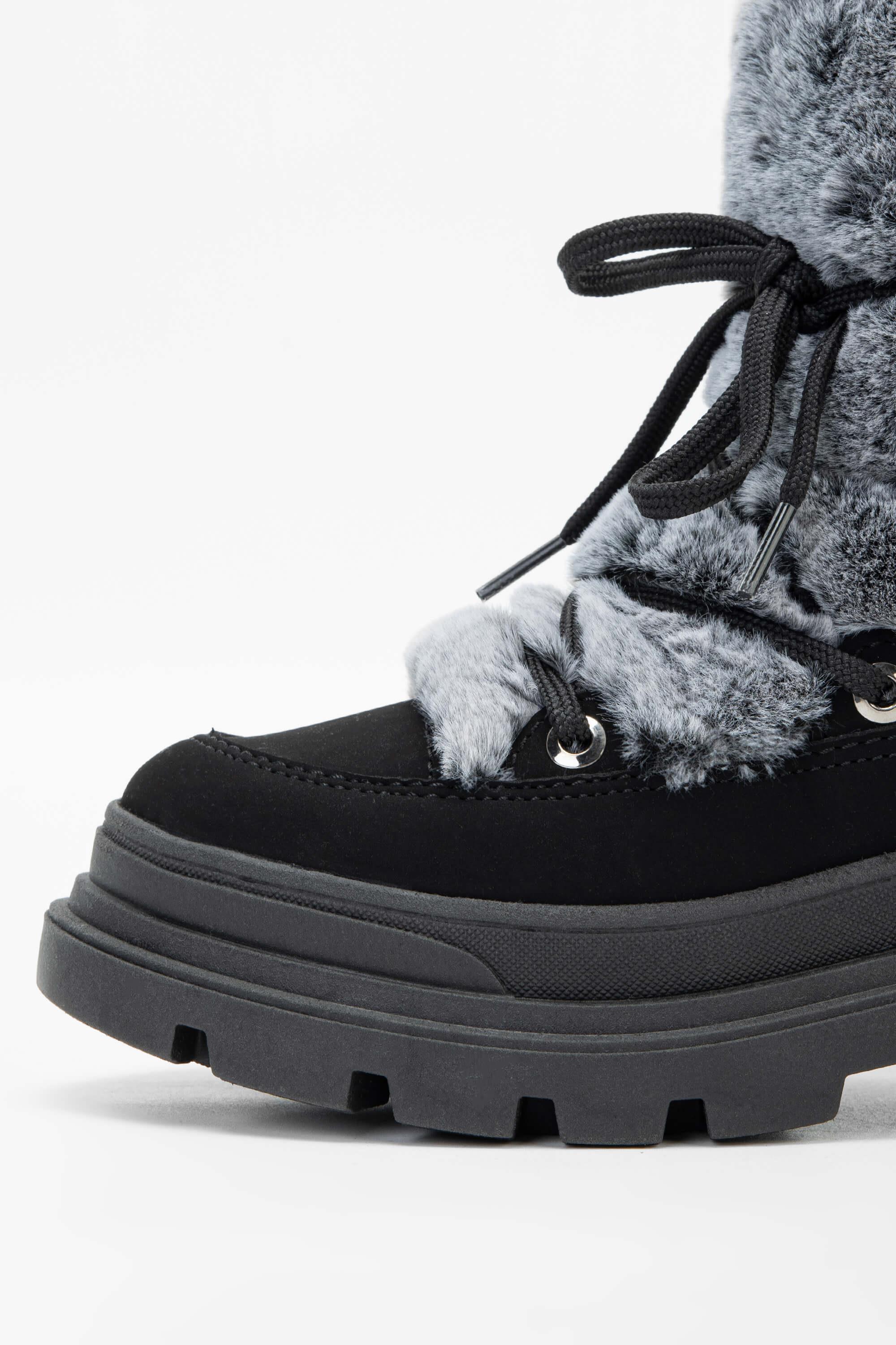 EFFETRE Kadın DERI/KURK Gri Melanj Kar Botu