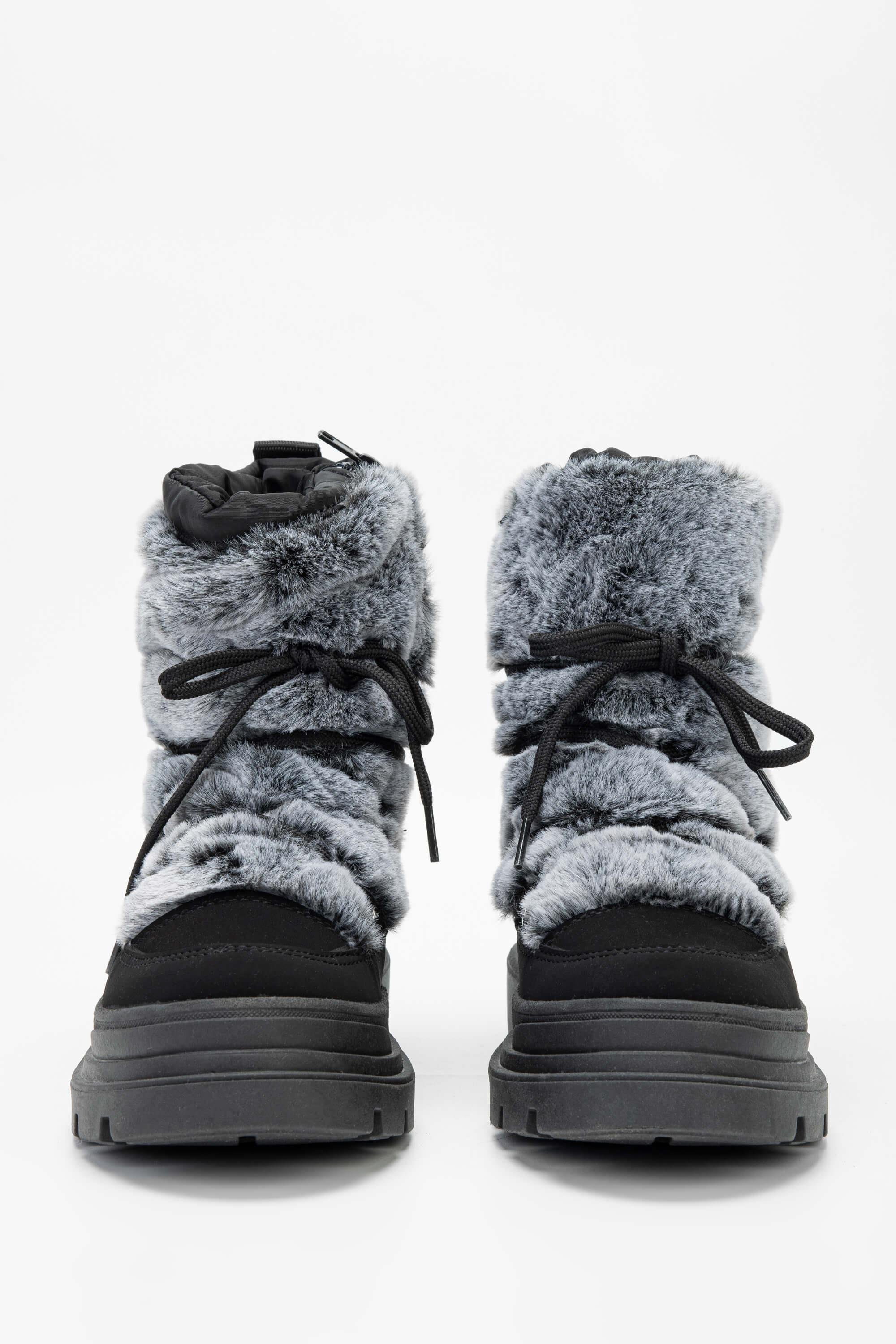 EFFETRE Kadın DERI/KURK Gri Melanj Kar Botu