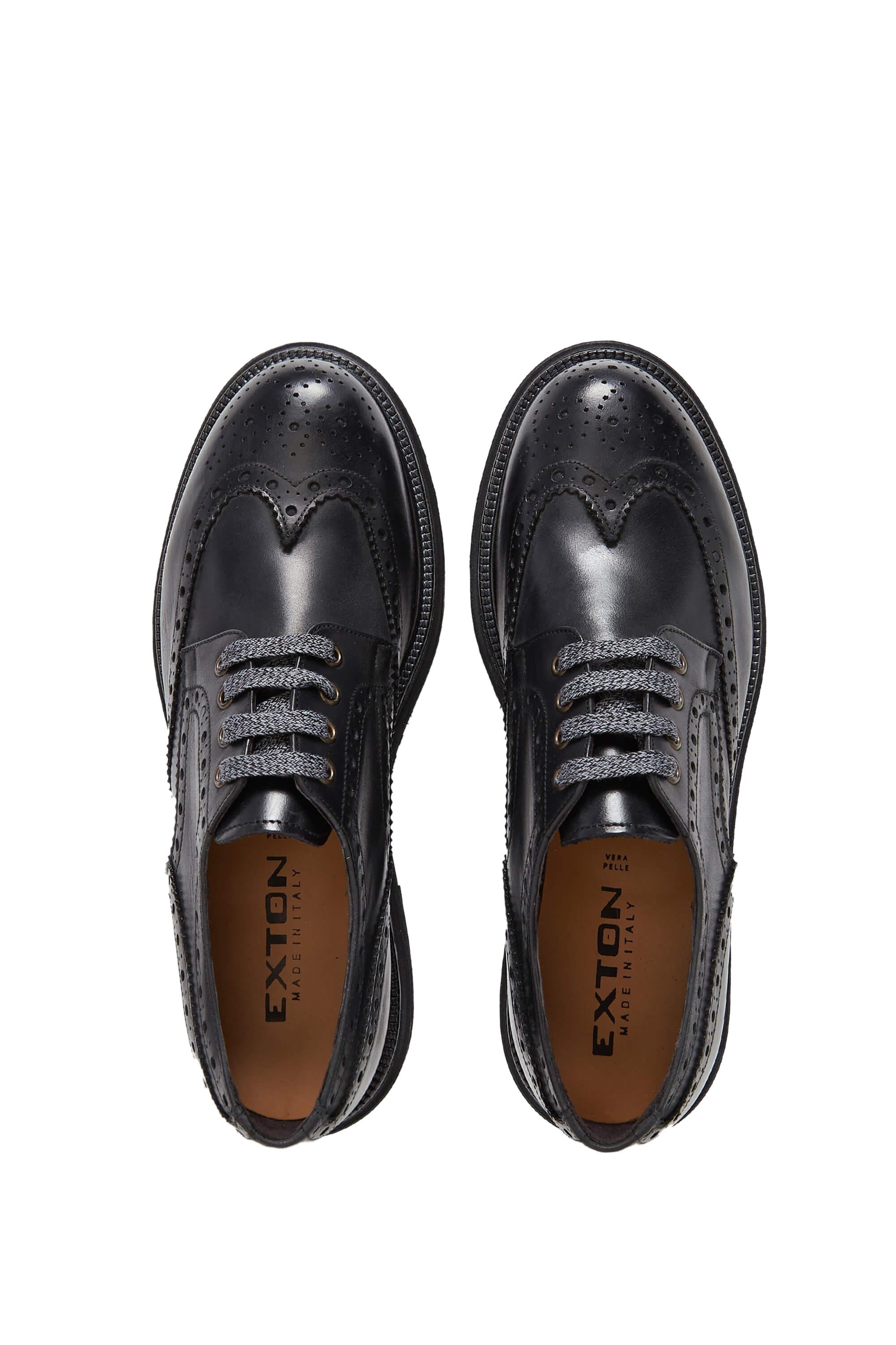 Exton Erkek Hakiki Deri Siyah Casual Ayakkabı
