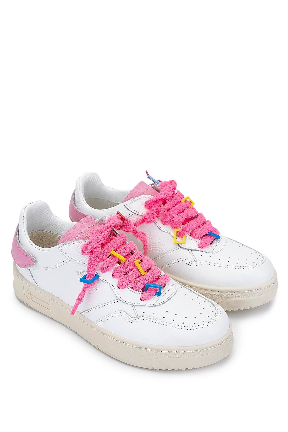 Fourline Kadın Hakiki Deri Beyaz/Pembe Sneakers & Spor Ayakkabı