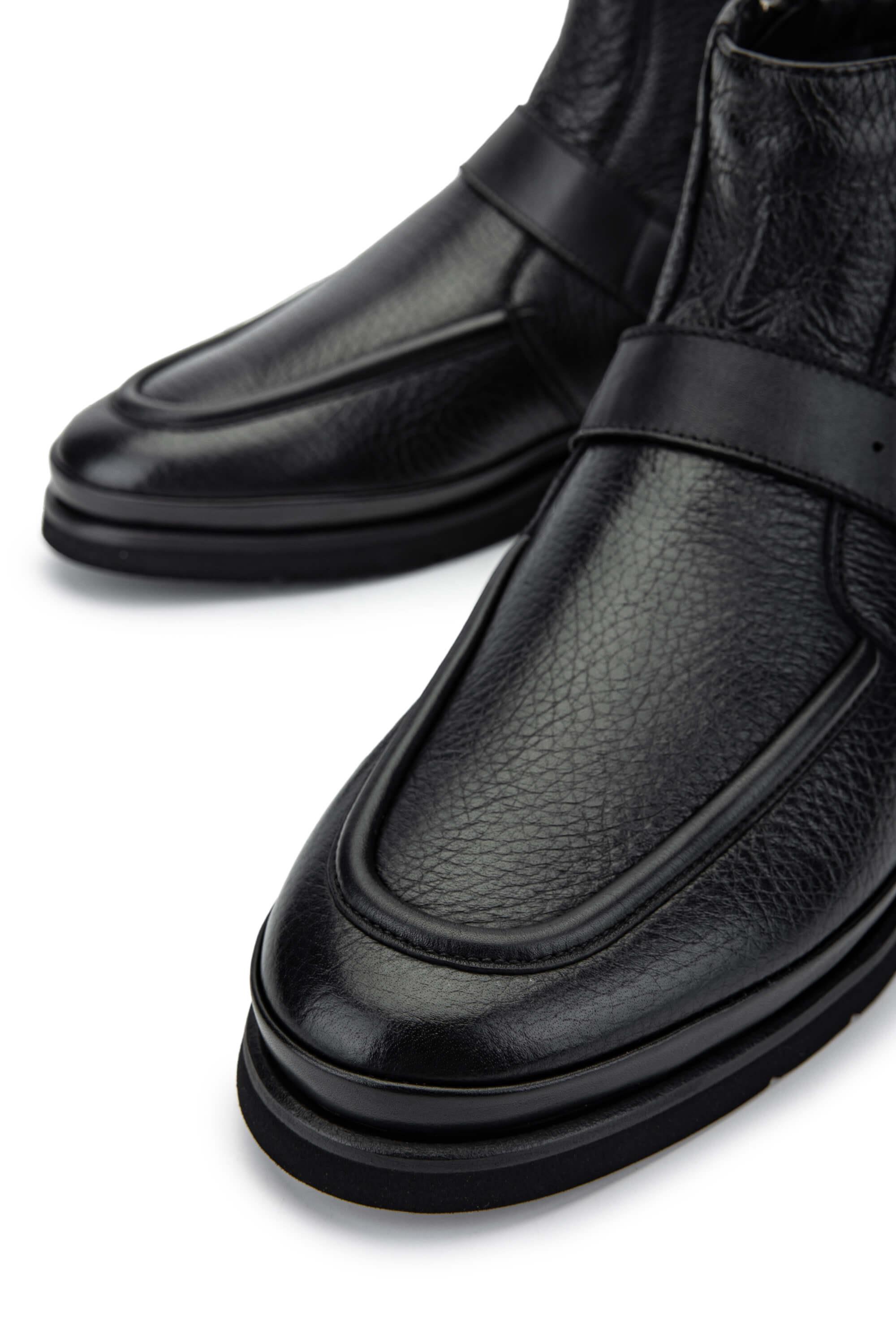 Giampiero Nicola Erkek Hakiki Deri Siyah Bot Ayakkabı