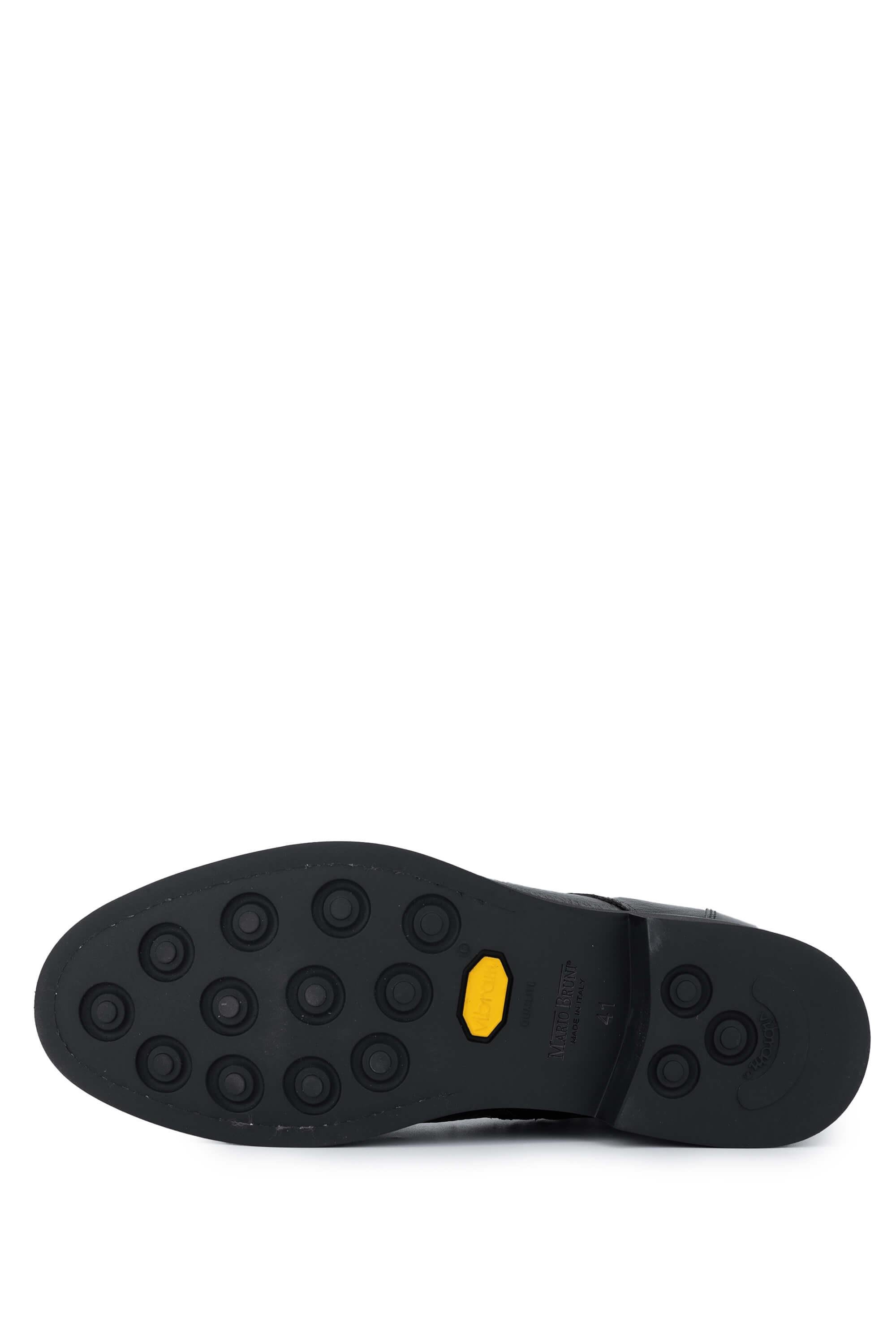 Mario Bruni Erkek Hakiki Deri Siyah Casual Bot