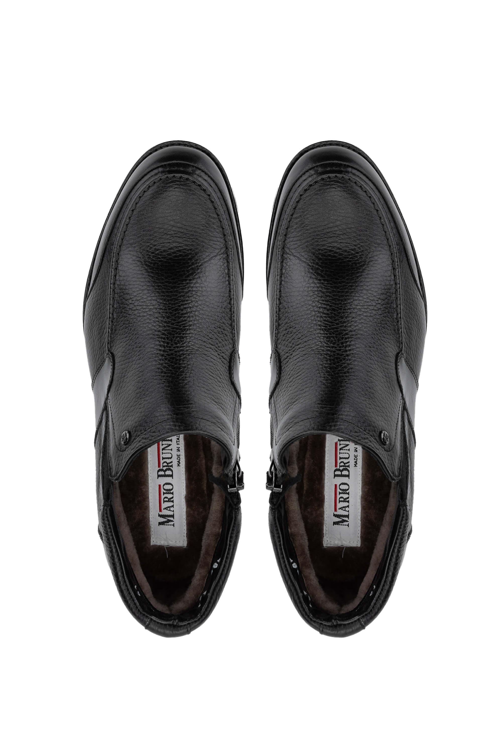 Mario Bruni Erkek Hakiki Deri Siyah Casual Bot