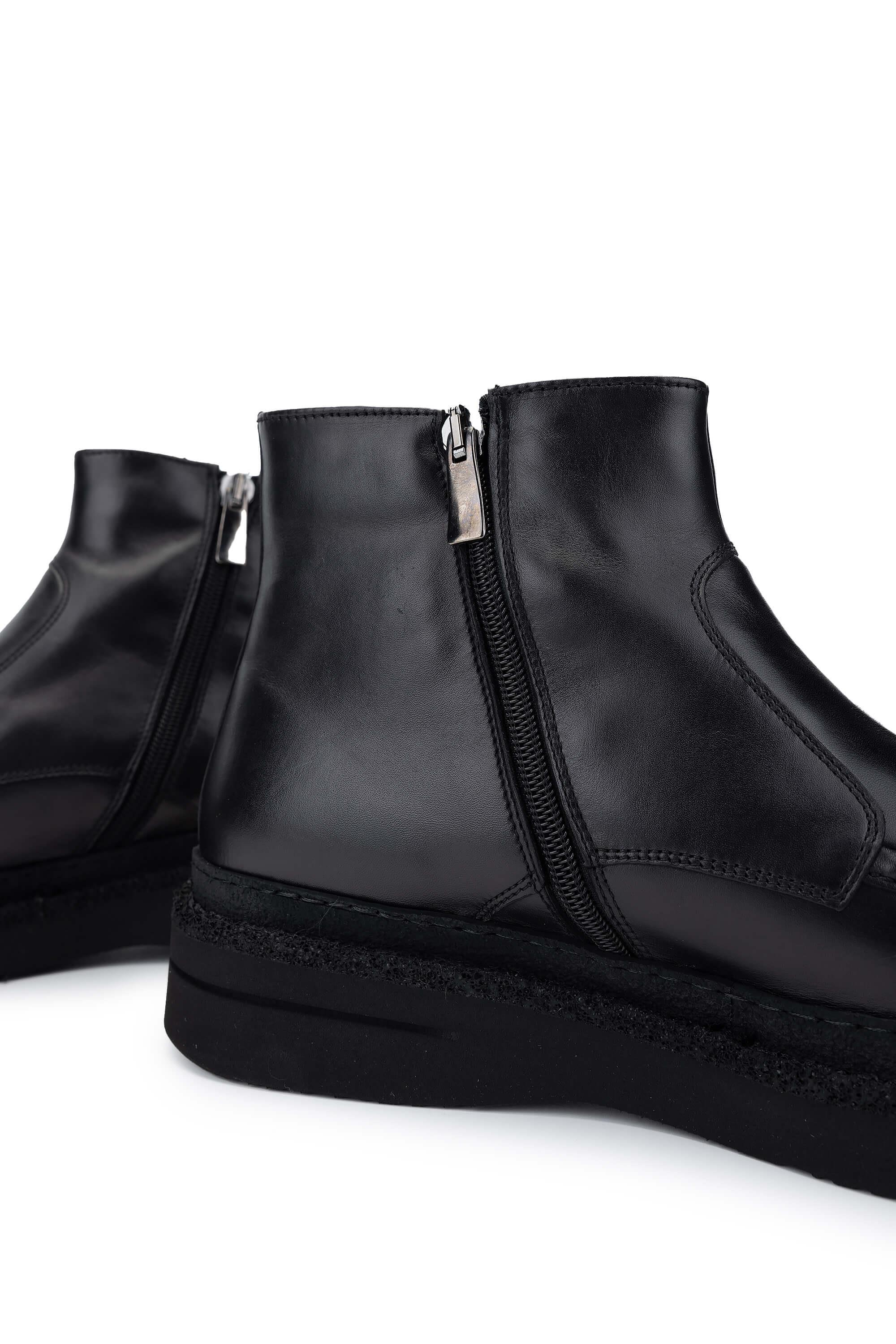 Mario Bruni Erkek Hakiki Deri Siyah Casual Bot