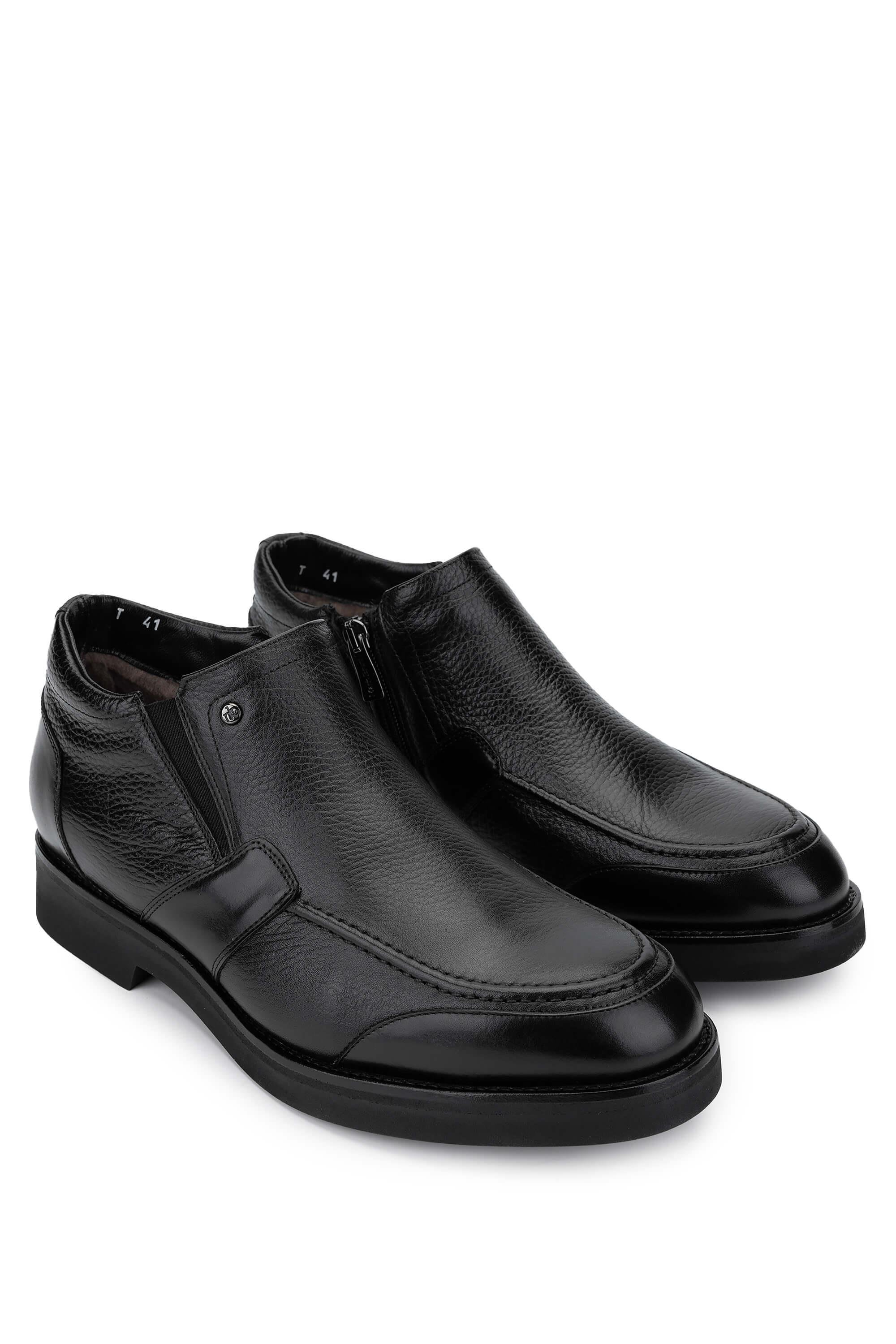 Mario Bruni Erkek Hakiki Deri Siyah Casual Bot