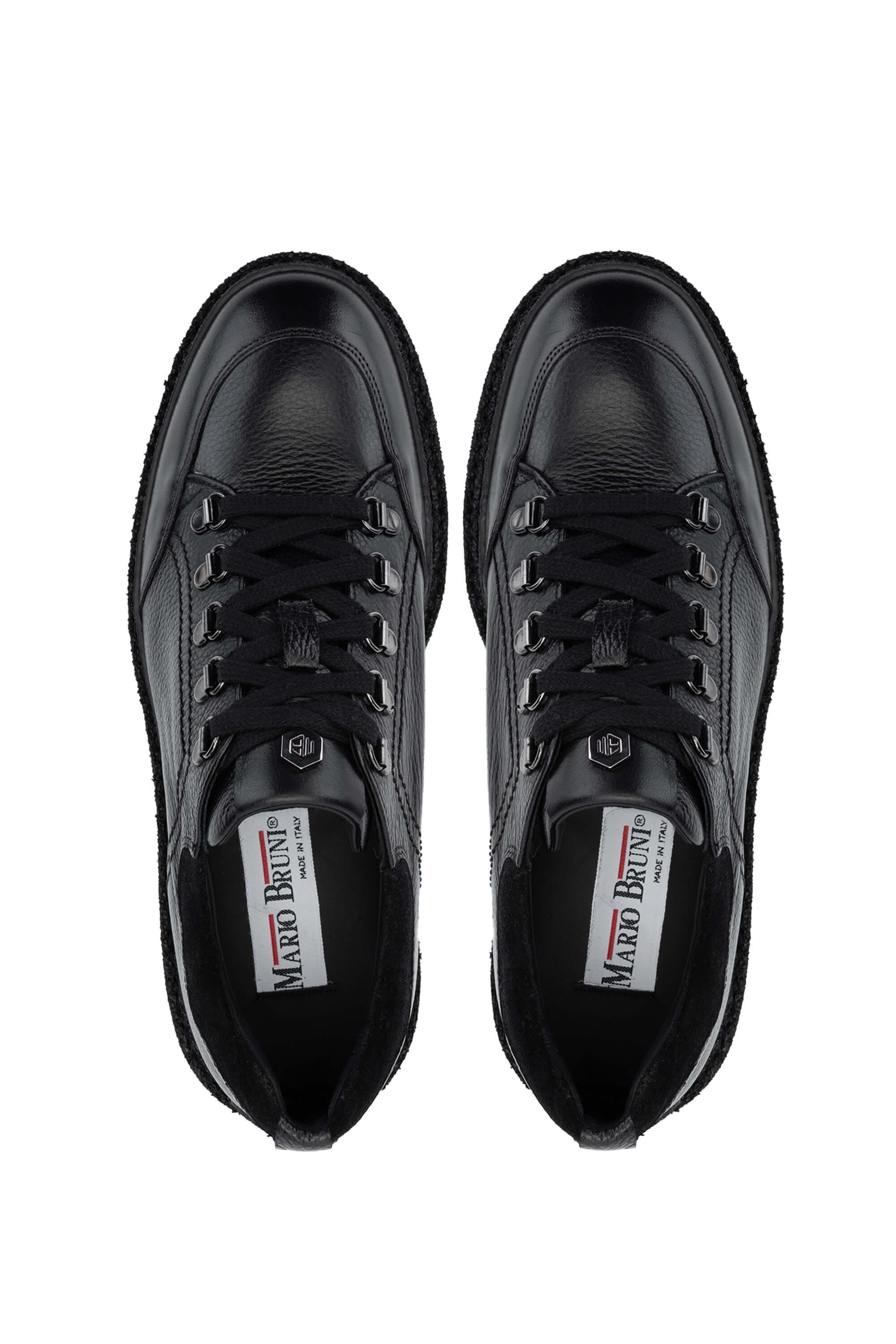 Mario Bruni Erkek Hakiki Deri Siyah Casual Ayakkabı