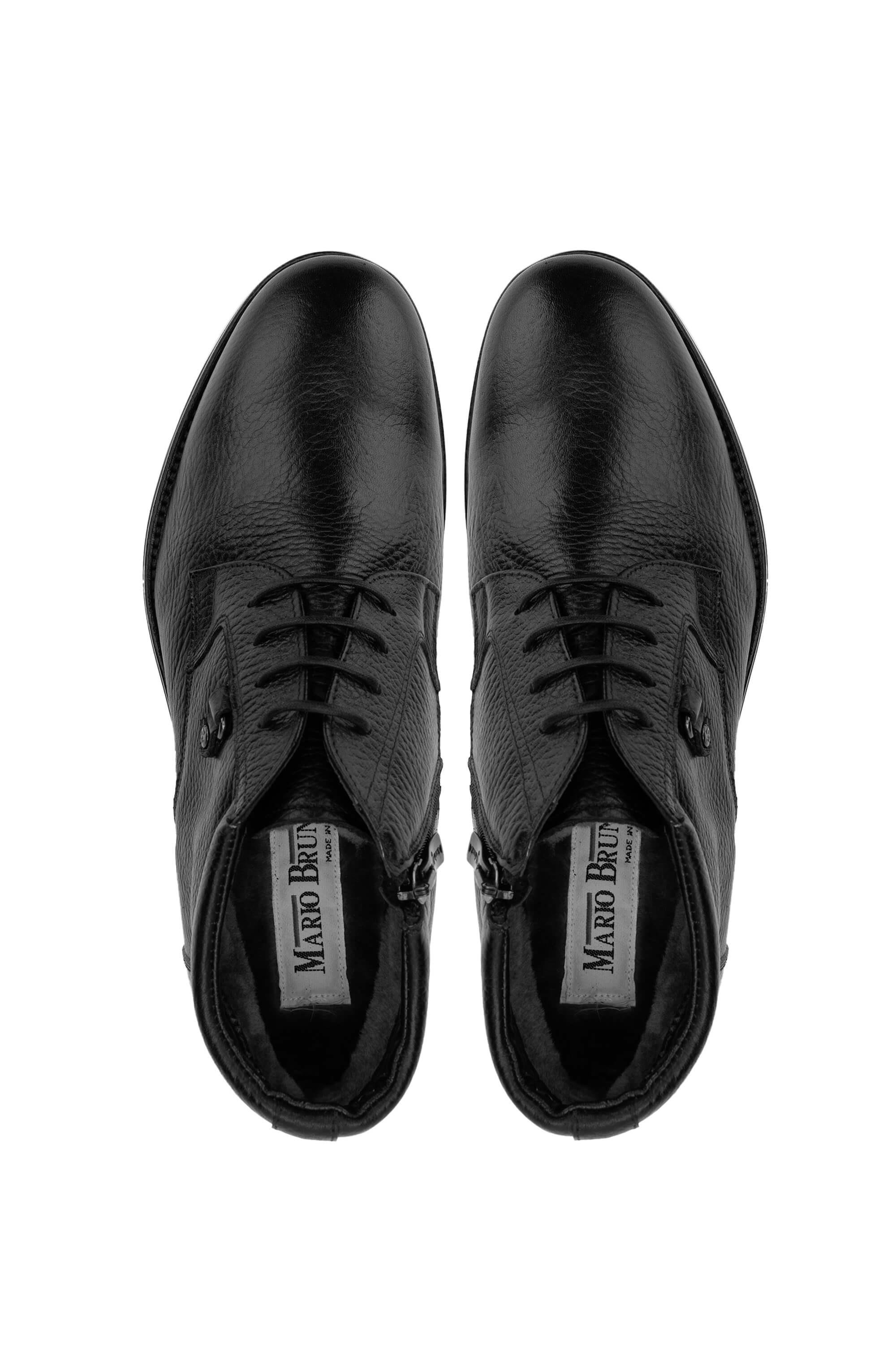 Mario Bruni Erkek Hakiki Deri Siyah Casual Bot