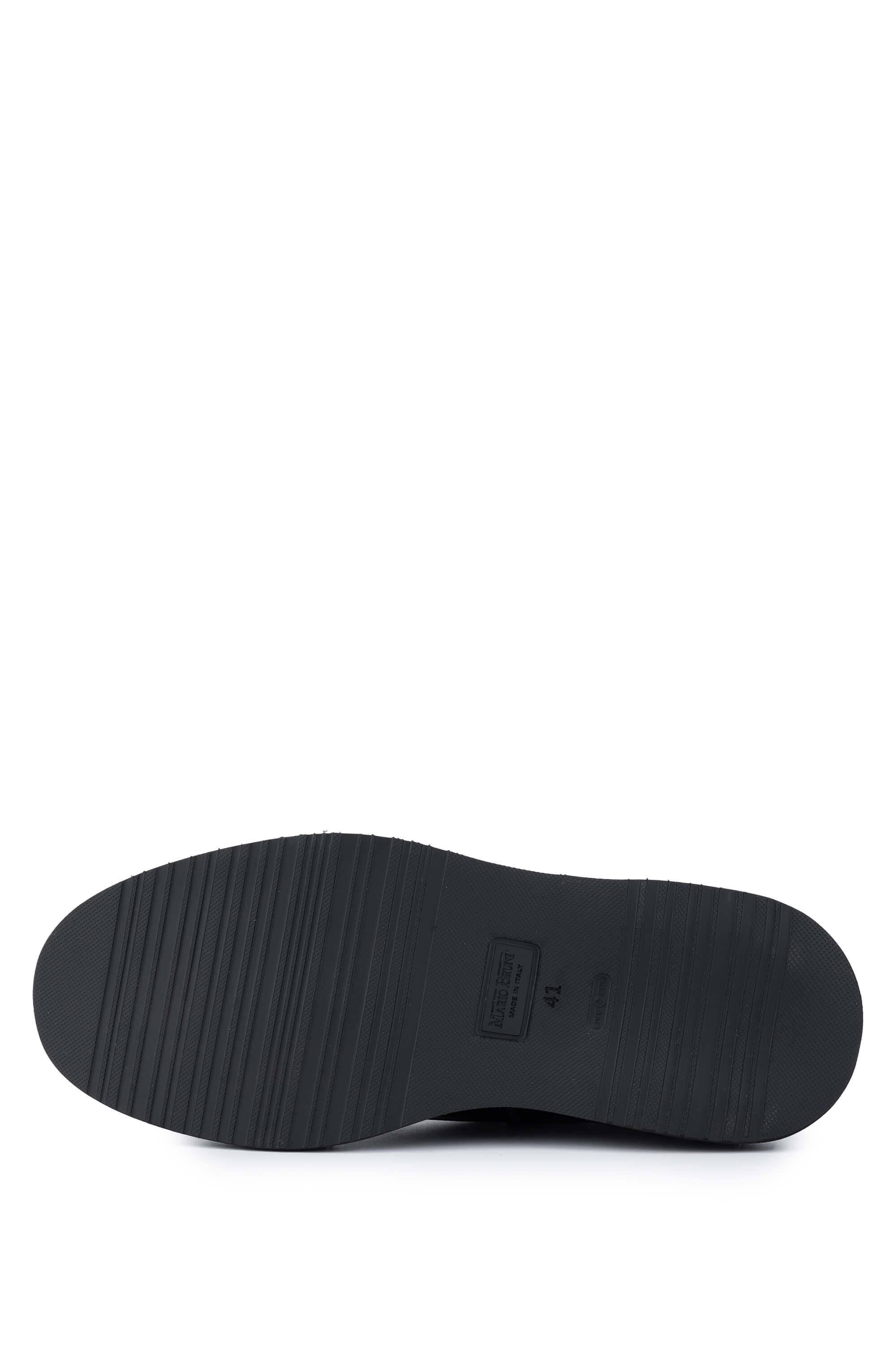 Mario Bruni Erkek Hakiki Deri Siyah Casual Bot