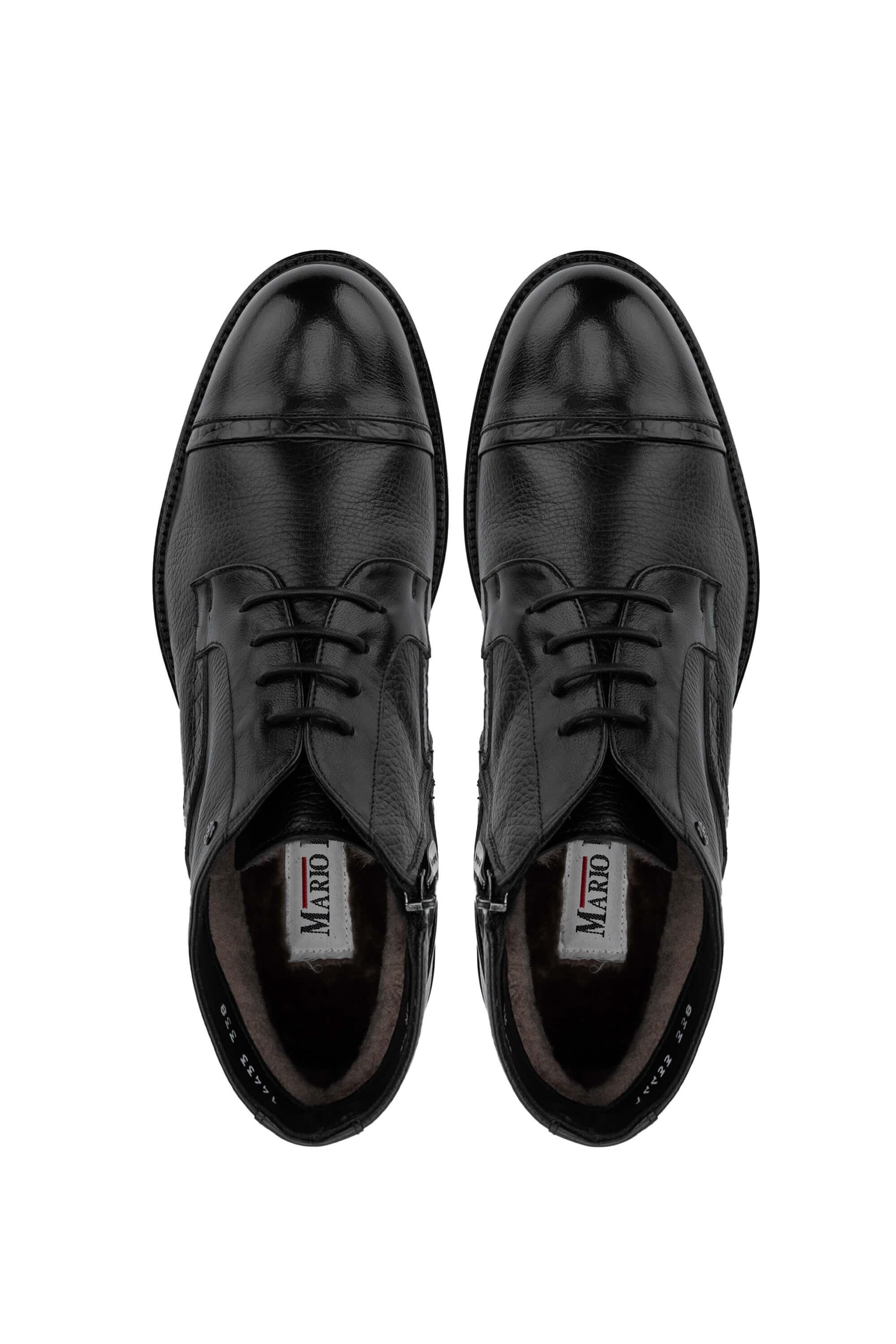 Mario Bruni Erkek Hakiki Deri Siyah Casual Bot