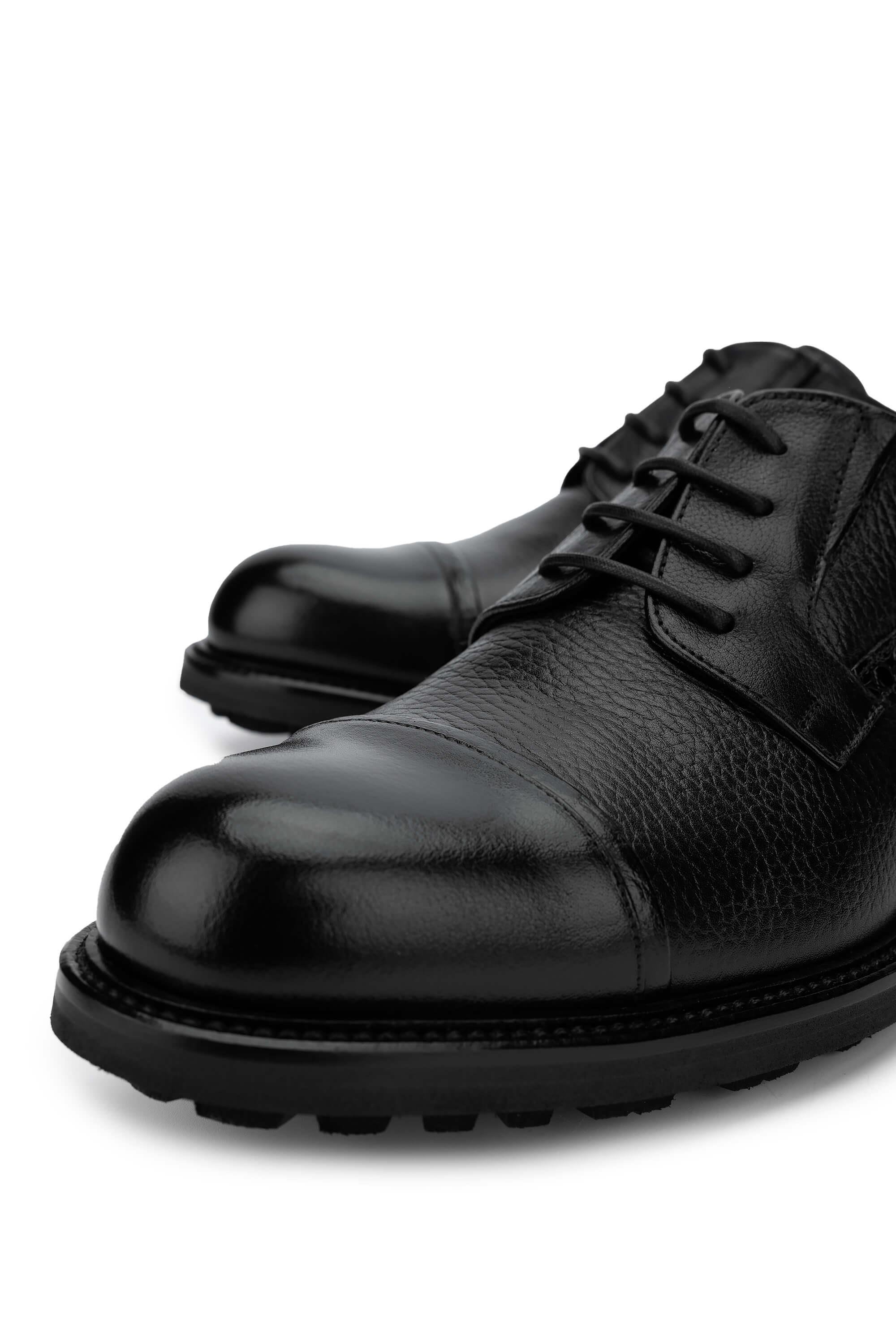 Mario Bruni Erkek Hakiki Deri Siyah Klasik Ayakkabı