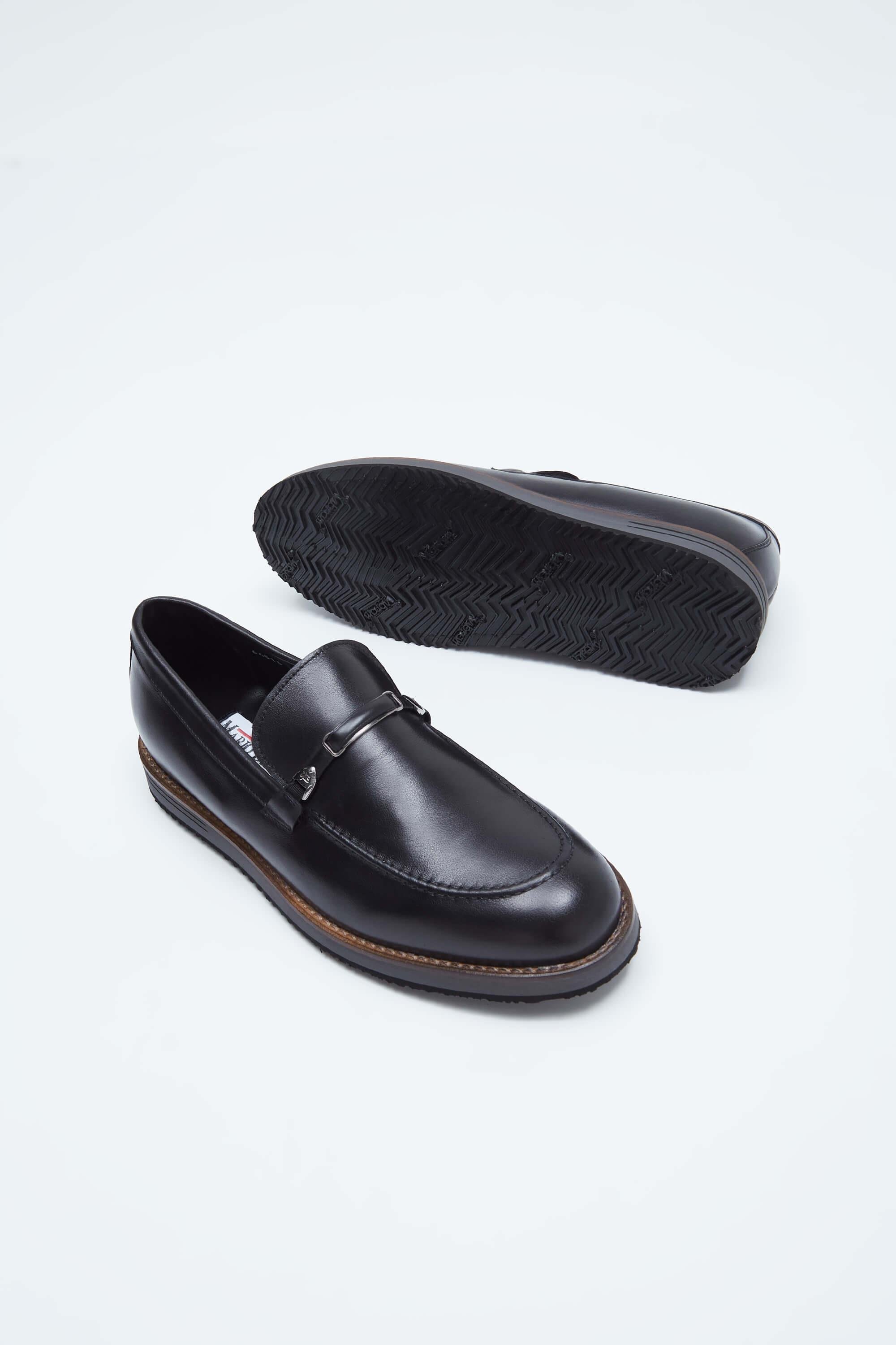 MARIO BRUNI Erkek Hakiki Deri Siyah Loafer Ayakkabı