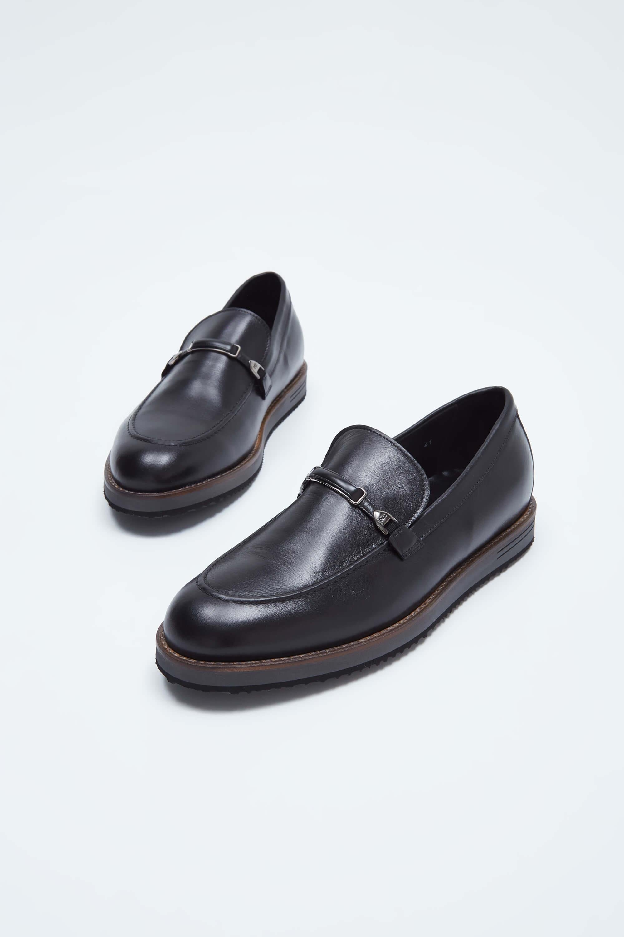 MARIO BRUNI Erkek Hakiki Deri Siyah Loafer Ayakkabı