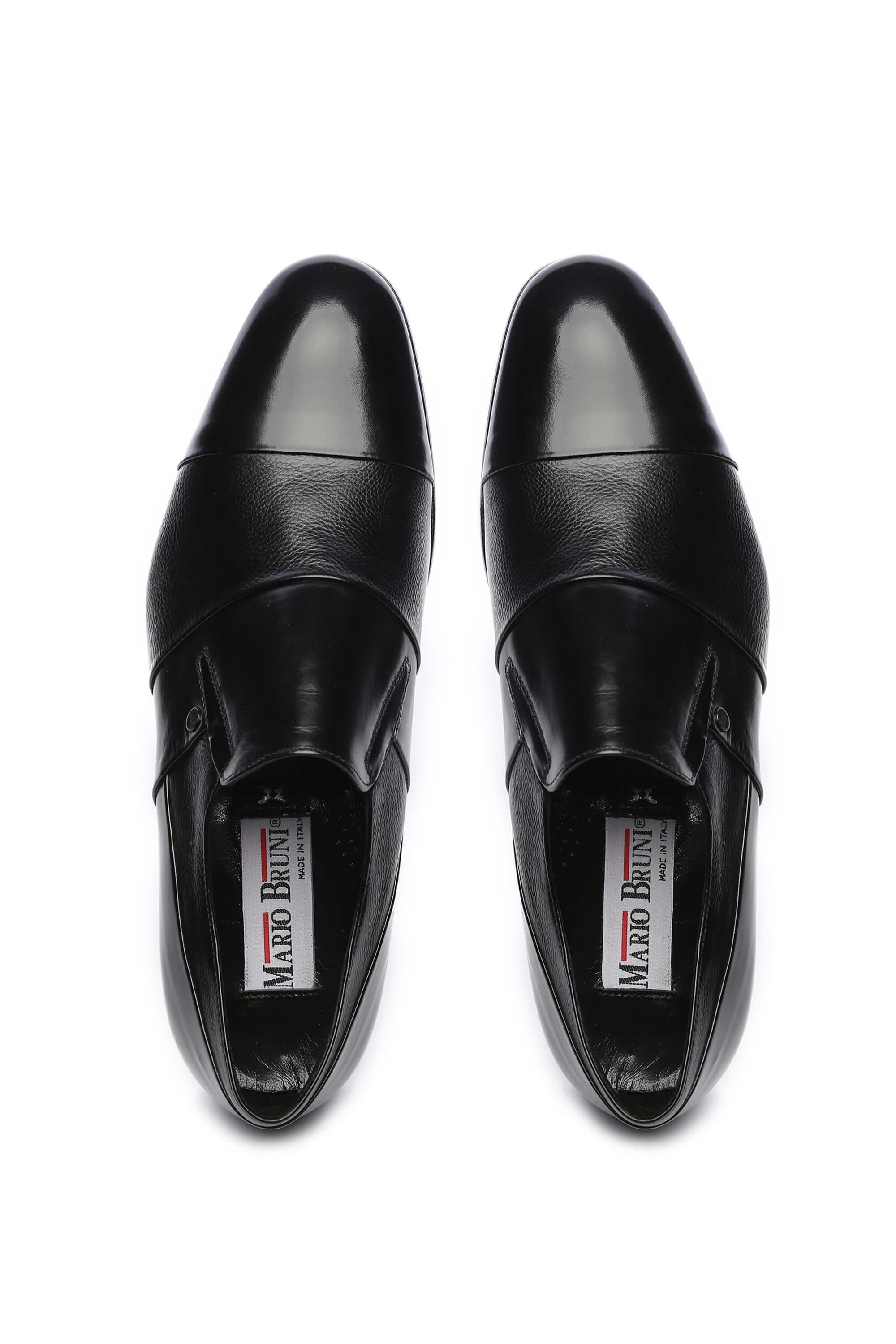Mario Bruni Erkek Hakiki Deri Siyah Makosen Ayakkabı