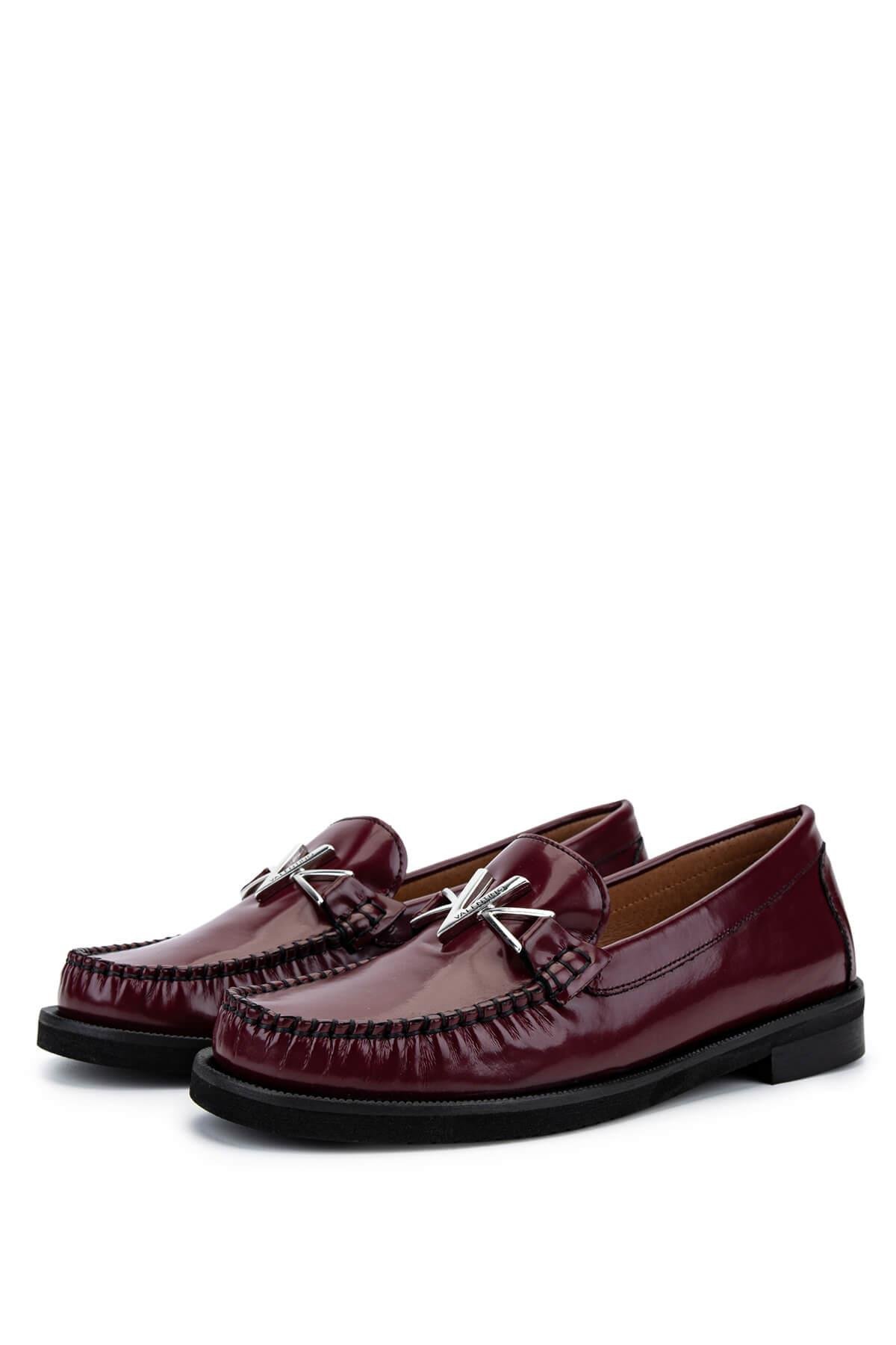 Mario Valentino Kadın Hakiki Deri Bordo Loafer Ayakkabı