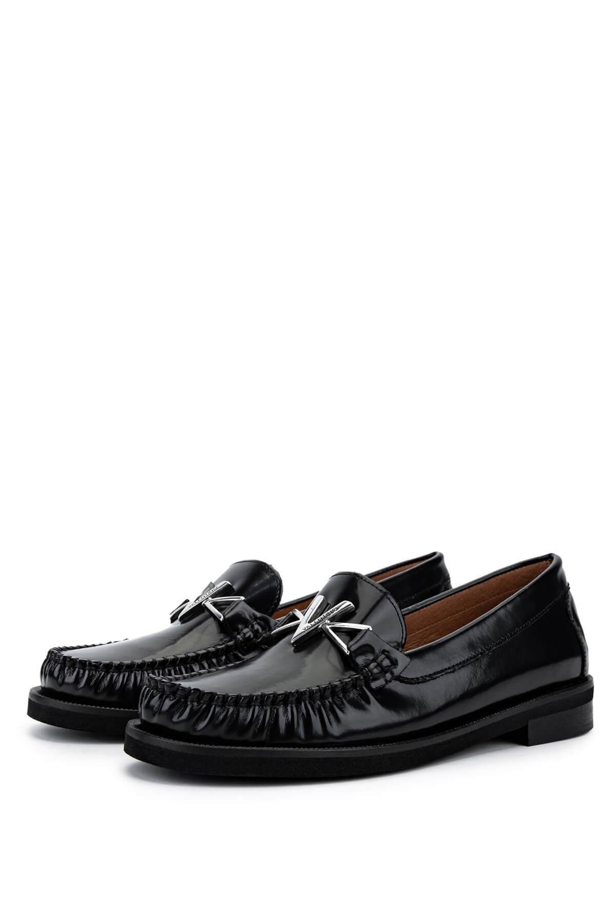 Mario Valentino Kadın Hakiki Deri Siyah Loafer Ayakkabı