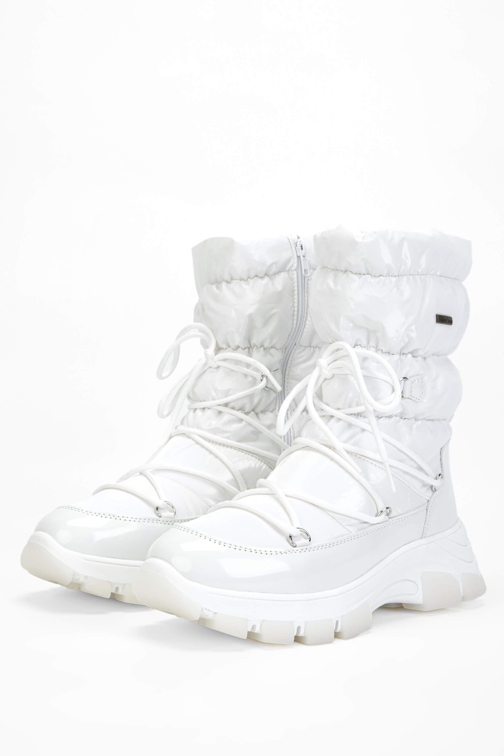OTHREE Kadın Deri & Tekstil Beyaz Kar Botu