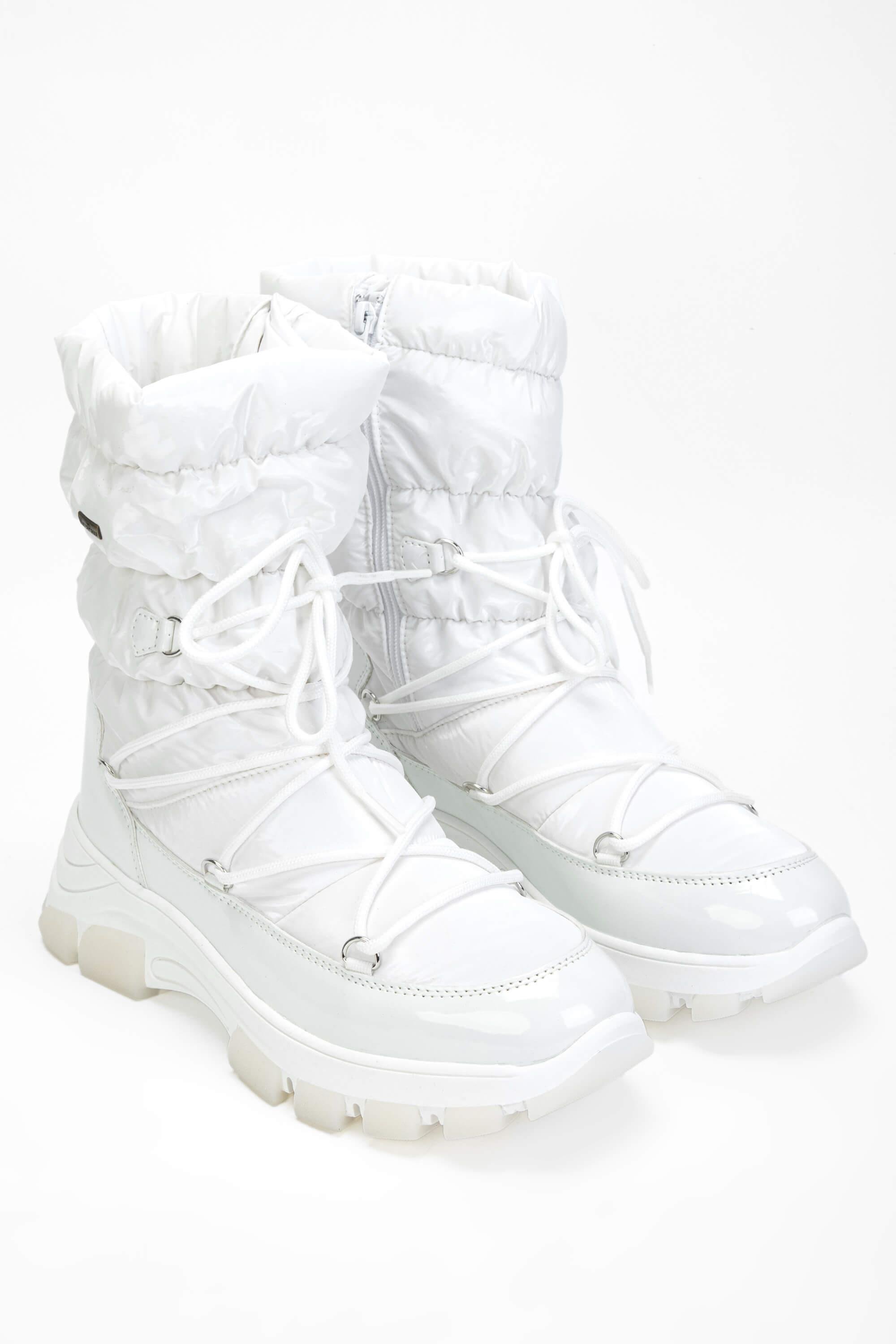 OTHREE Kadın Deri & Tekstil Beyaz Kar Botu